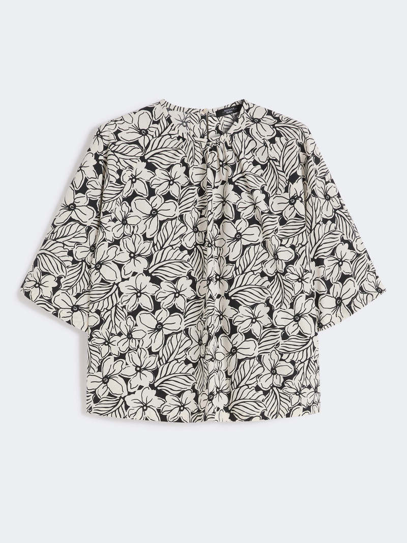 QUAGLIA Printed cotton poplin blouse - BLACK 1