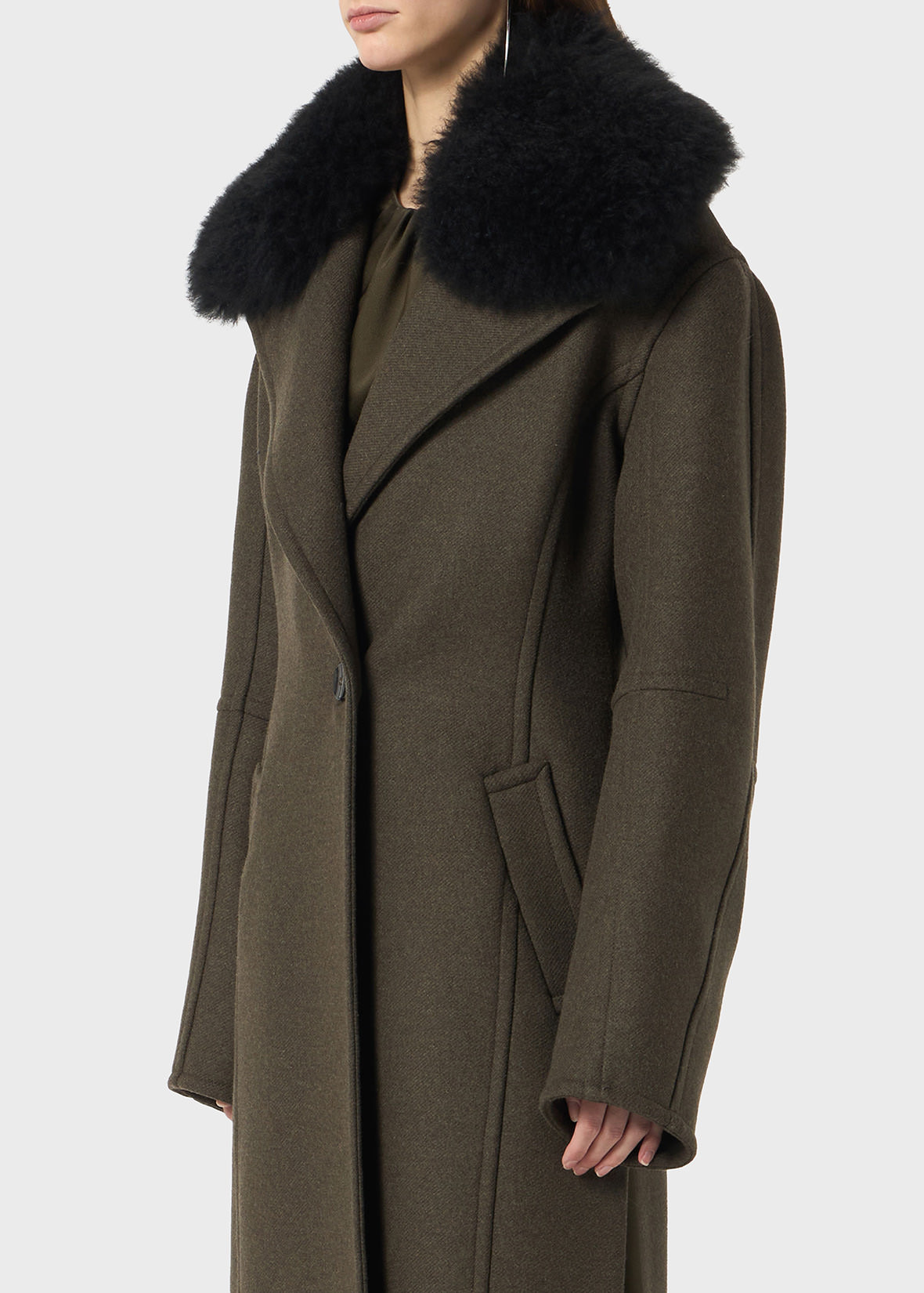 LONG COAT WITH FAUX FUR COLLAR - 5