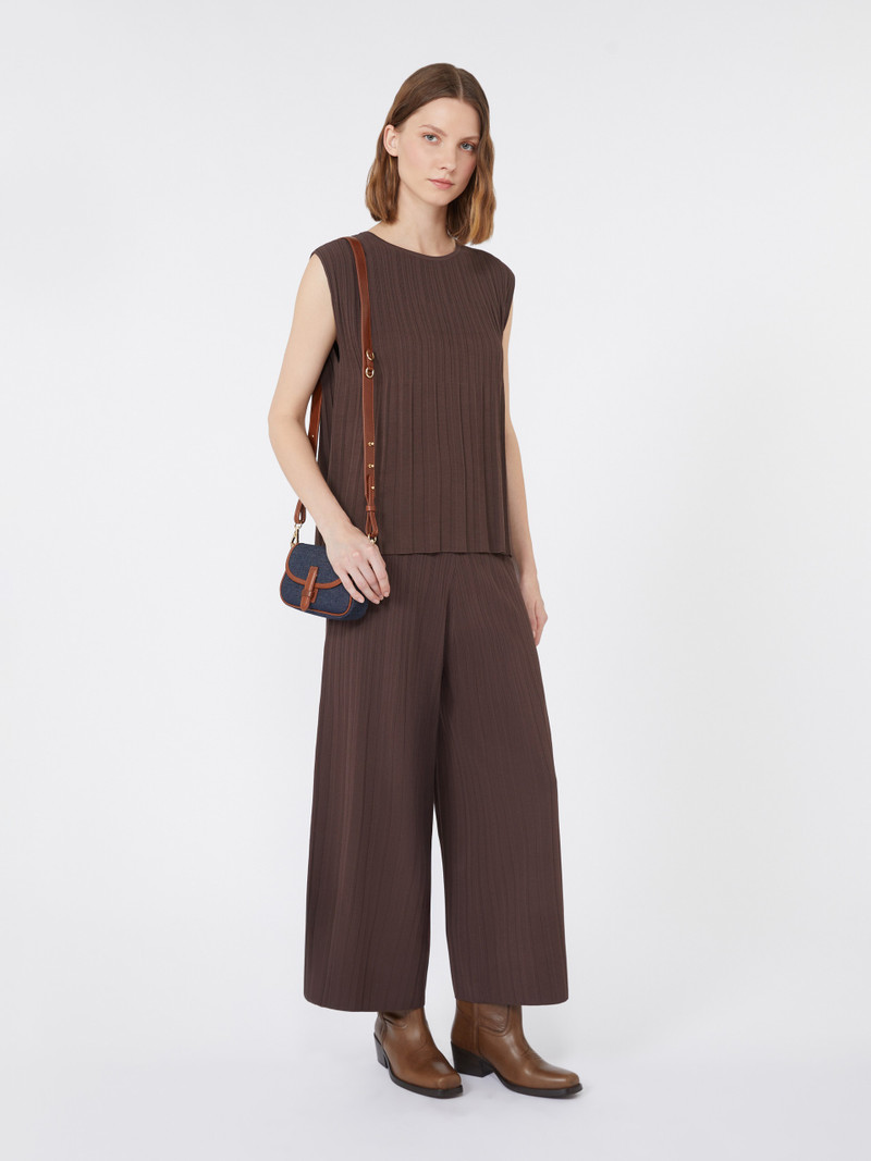 WEEKEND Max Mara ANTIOPE Plissé-pleated yarn T-shirt outlook