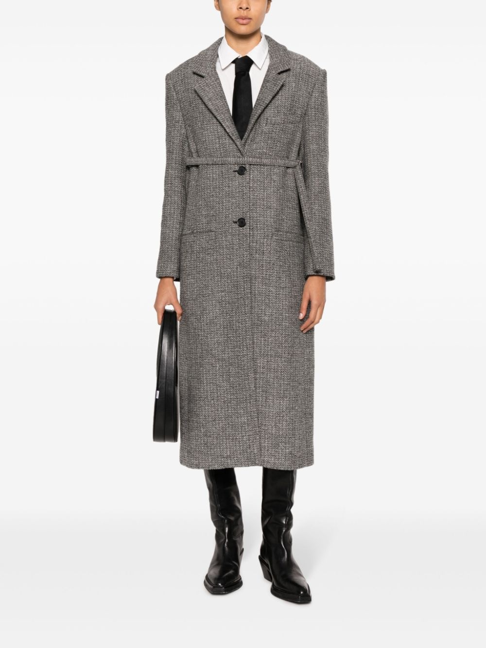 strap-detail tailored coat - 2