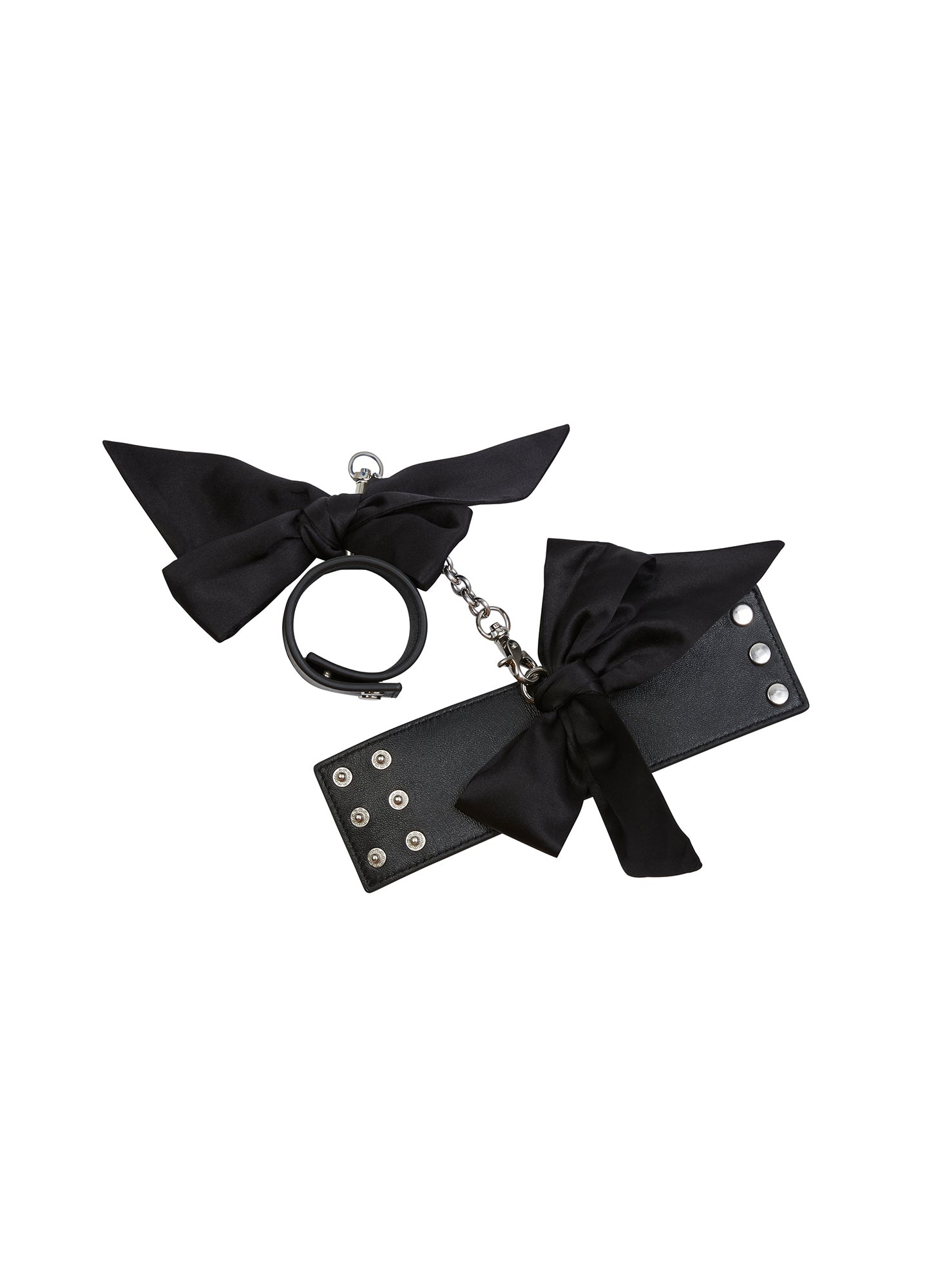 Leather Cuffs with Silk Bows - 4