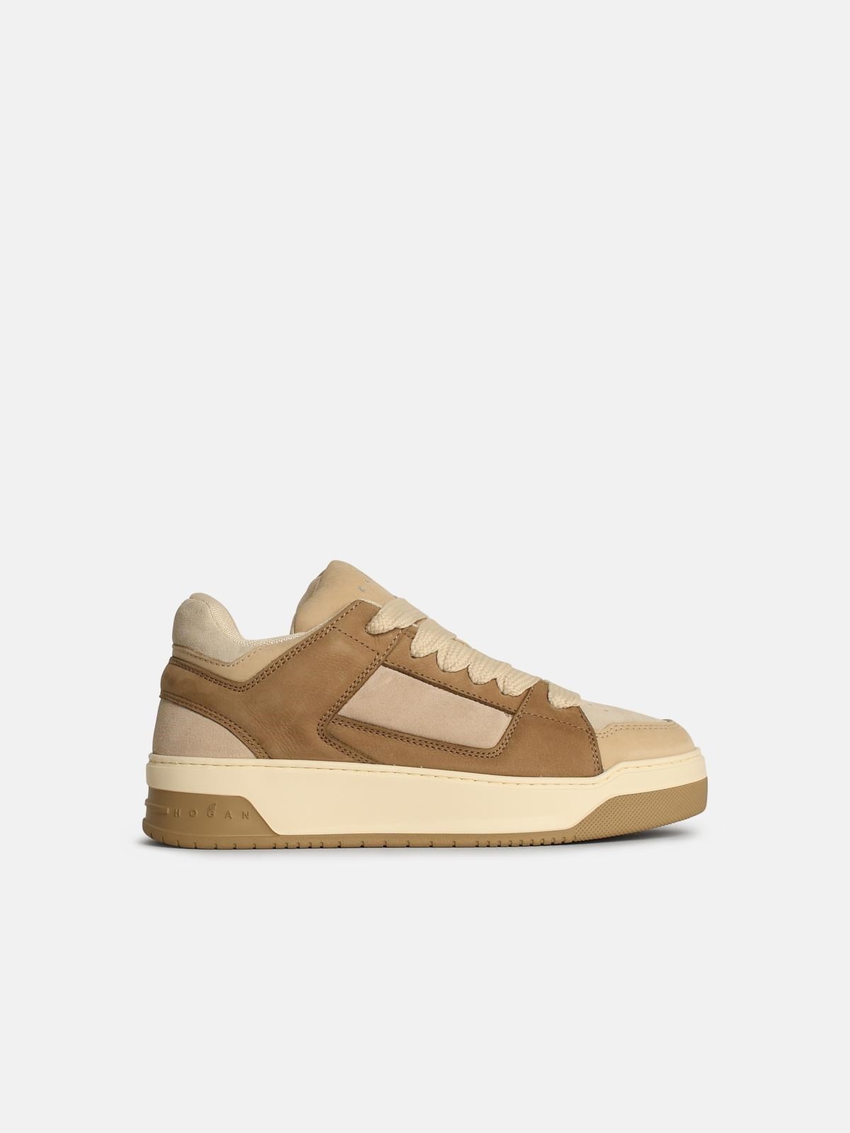 'H667' BEIGE LEATHER SNEAKERS - 1