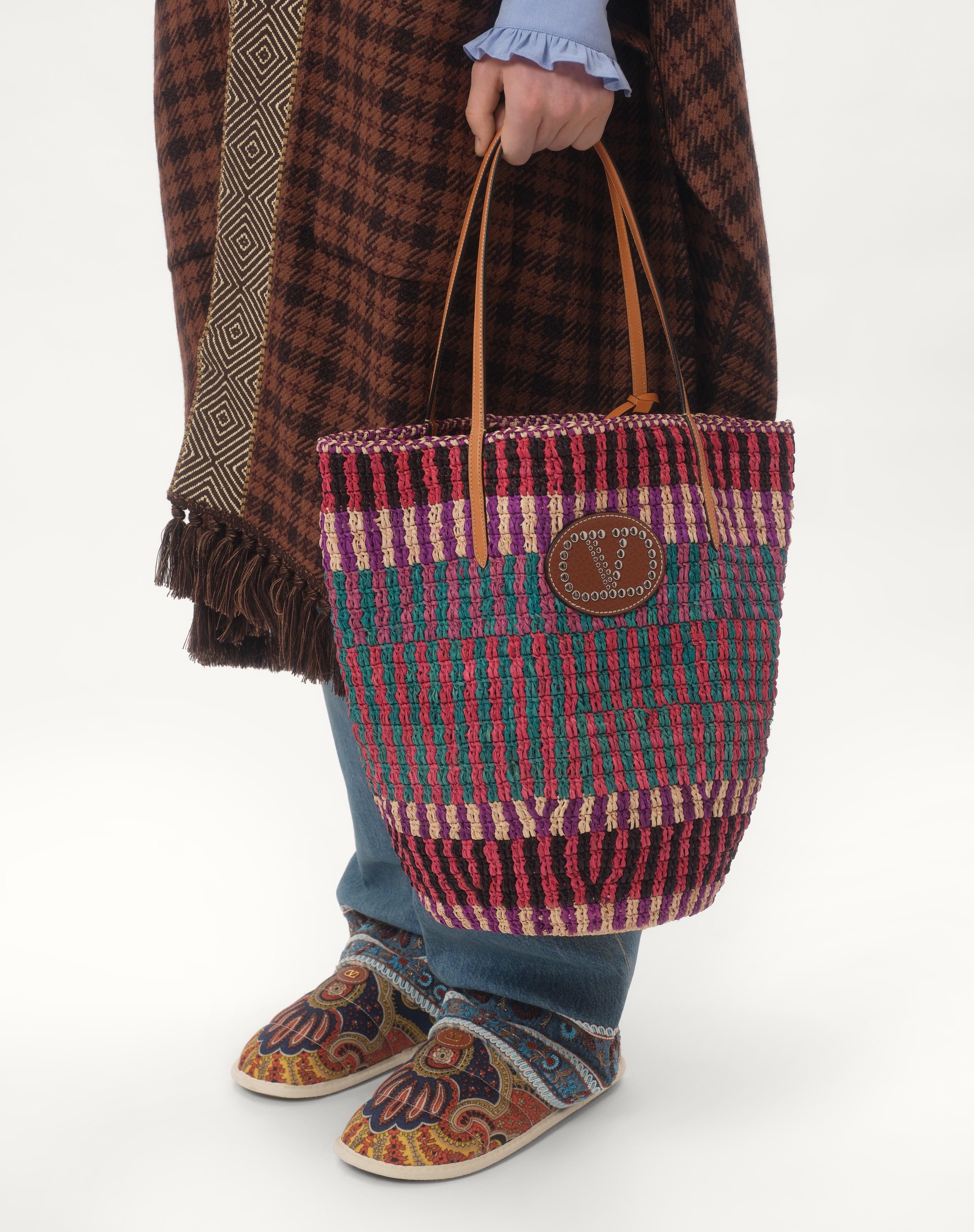 VLOGO SIGNATURE RAFFIA SHOPPING BAG - 2