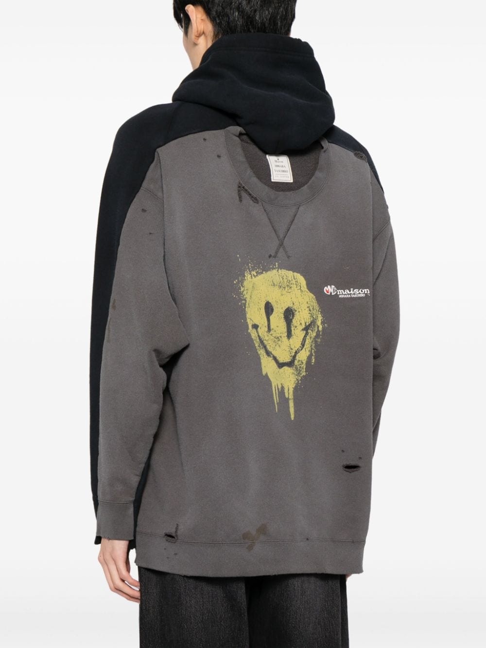 faux-collar slogan-printed hoodie - 4