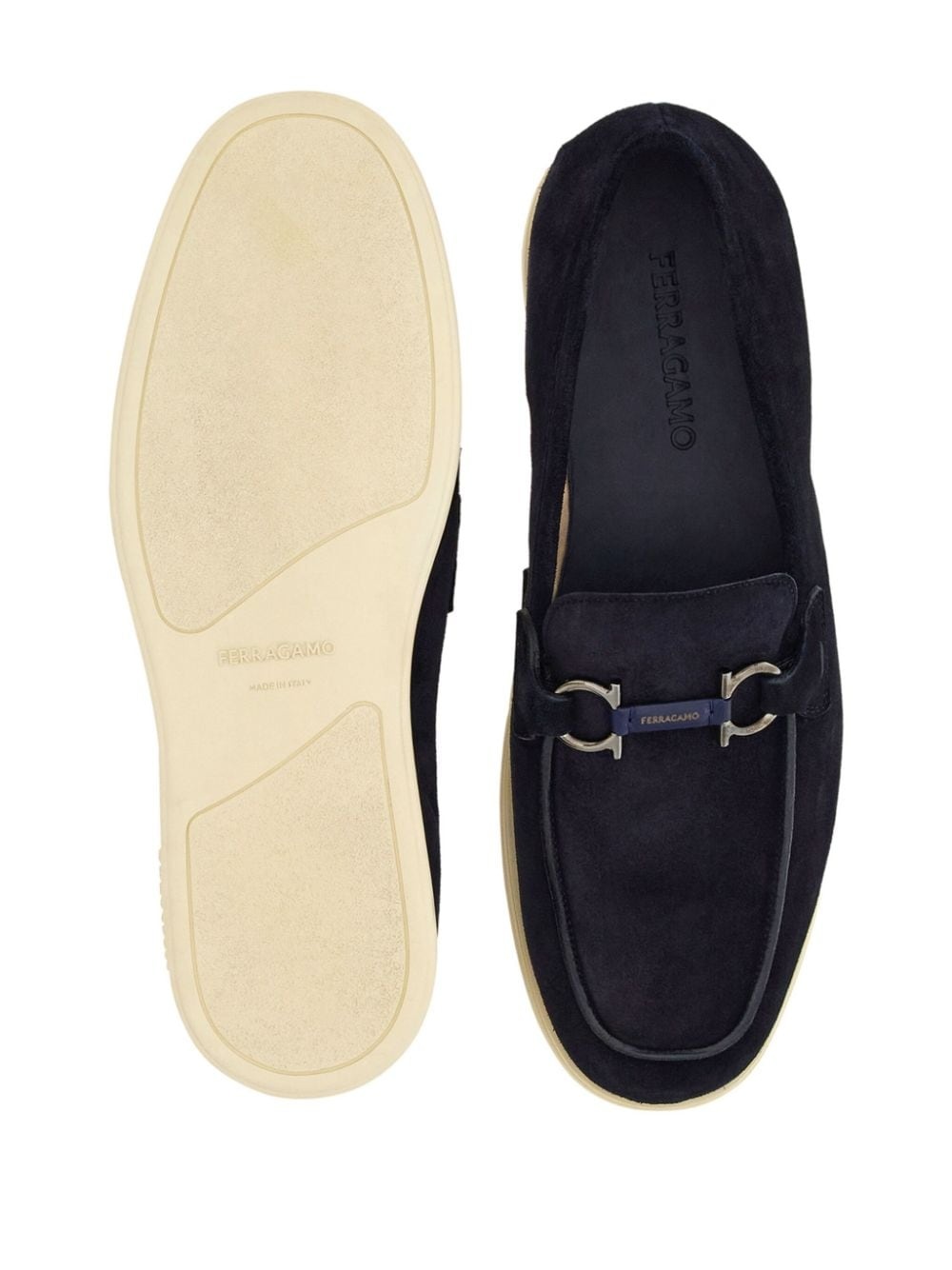 Gancini-plaque suede loafers - 5
