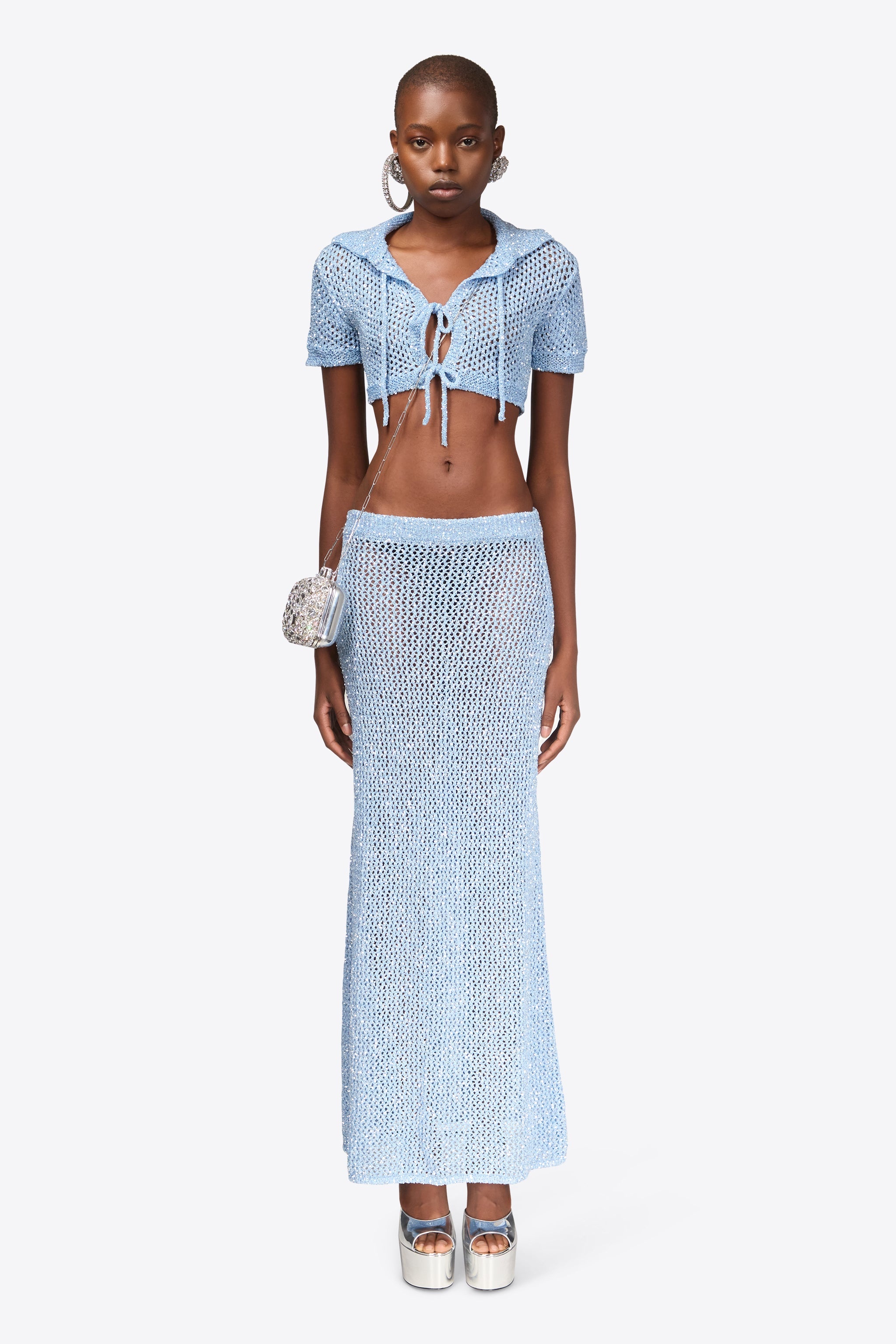 SEQUIN CROCHET MAXI SKIRT - 4