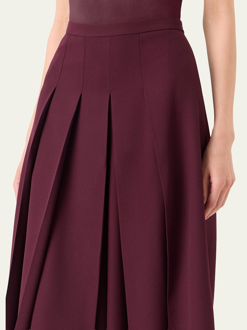 Wool Gabardine Pleated Midi Skirt 5