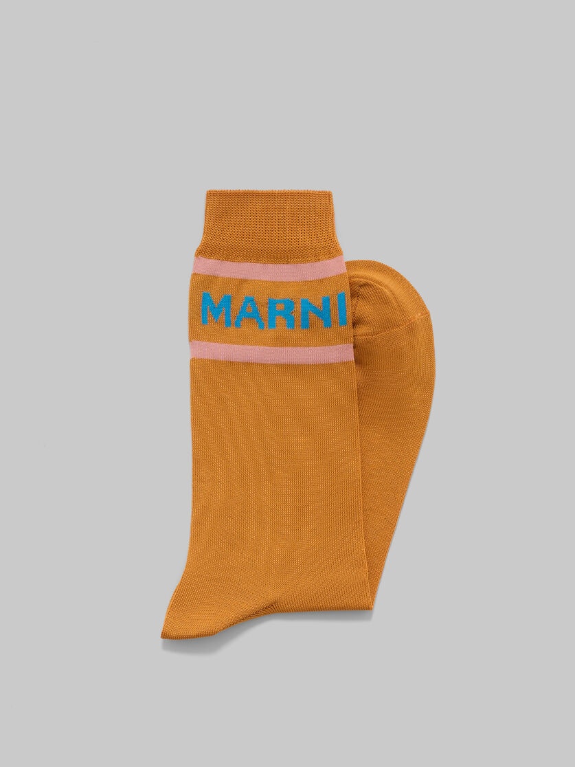 ORANGE SOCKS WITH LOGO CUFFS - 2