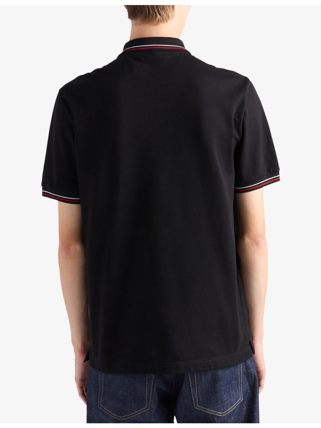 Short-sleeve stripe-trim pique polo shirt - 3
