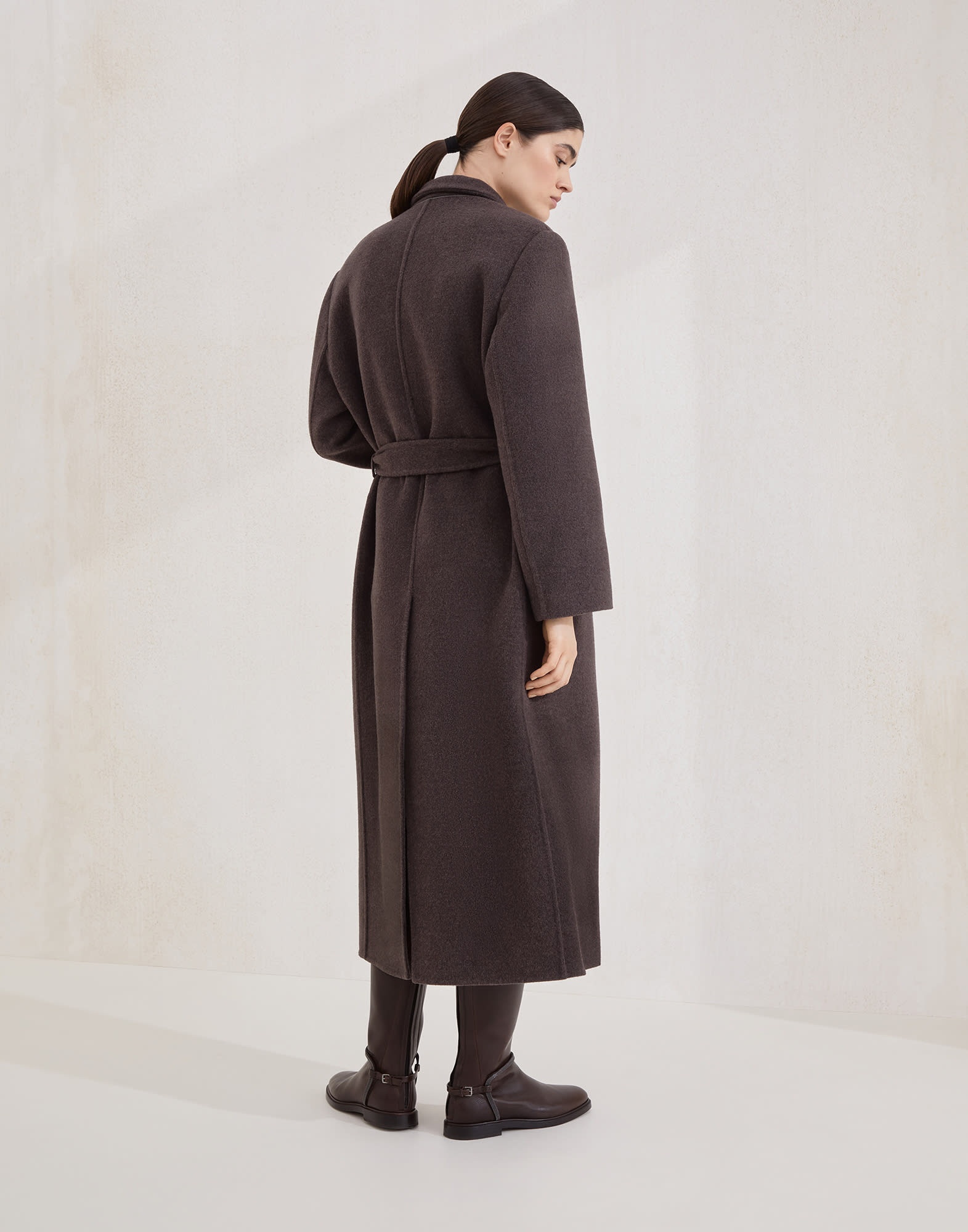 Hand-crafted coat in virgin wool and cashmere double cloth with monili - 2