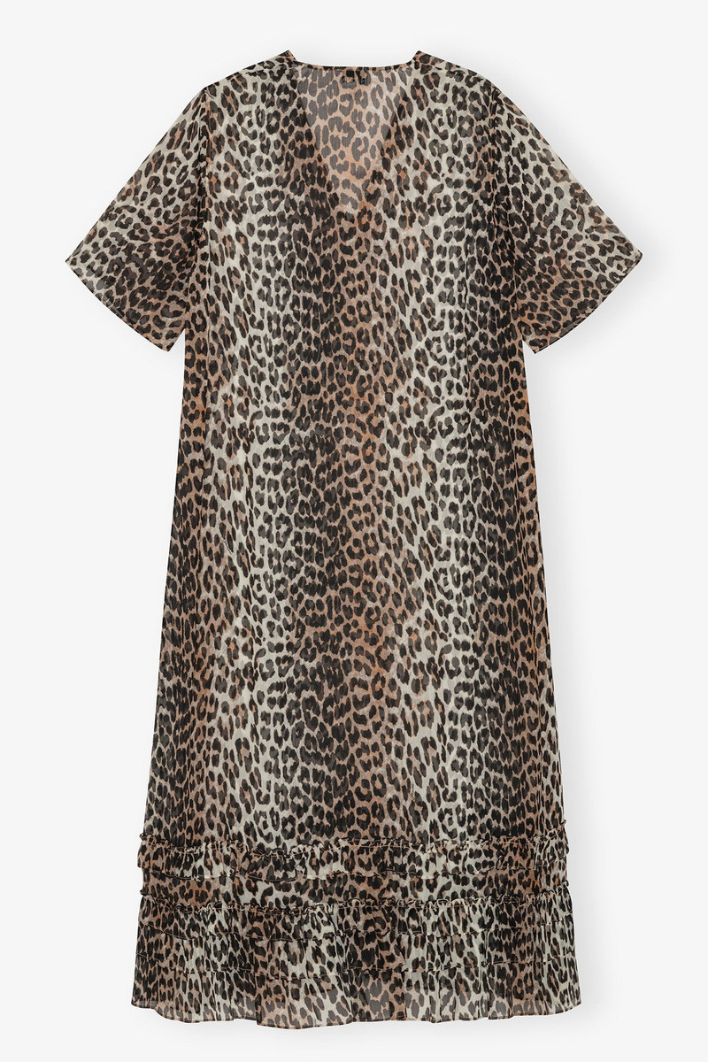 GANNI LEOPARD CHIFFON MAXI DRESS outlook