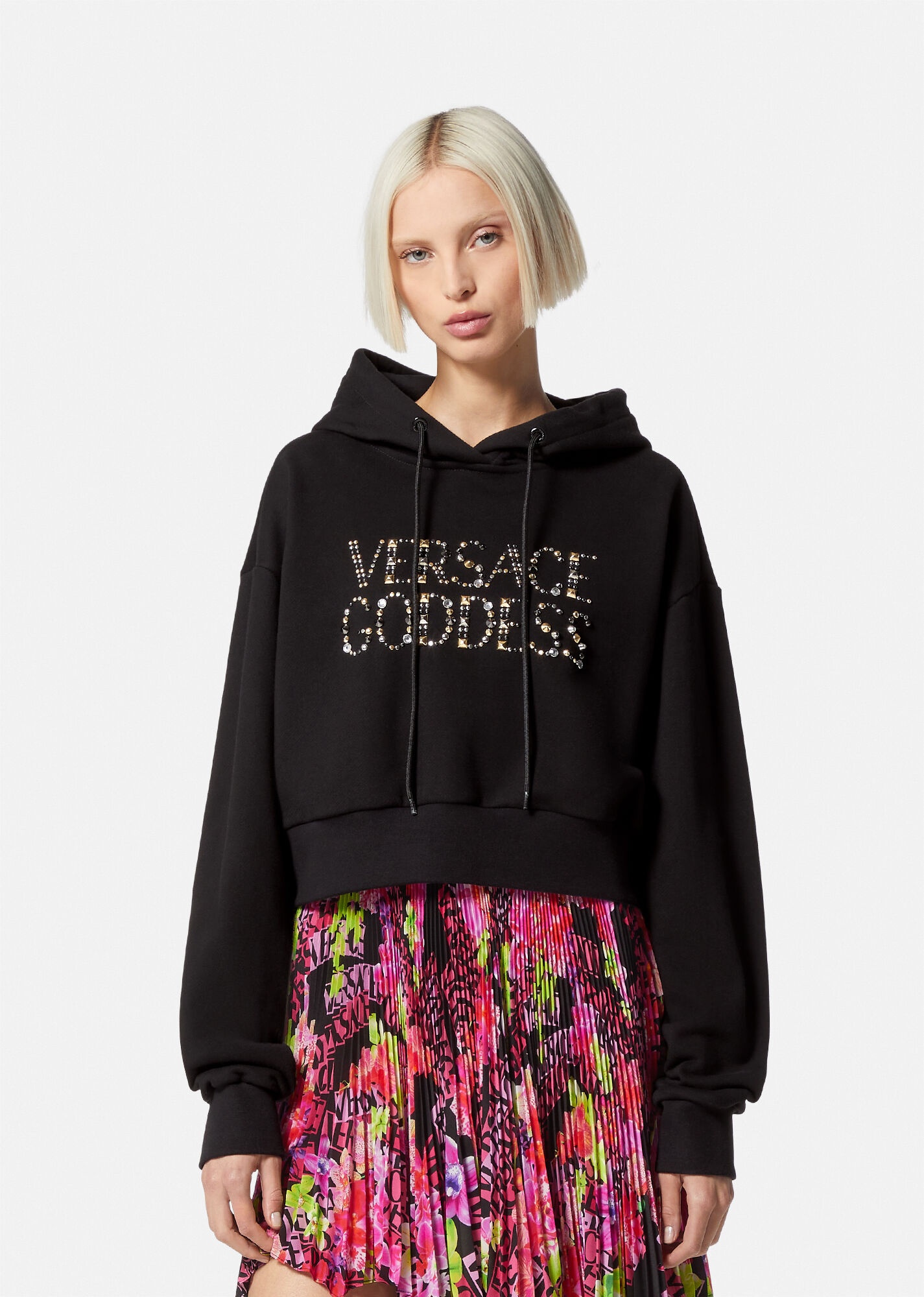 Versace Goddess Studded Crop Hoodie - 3