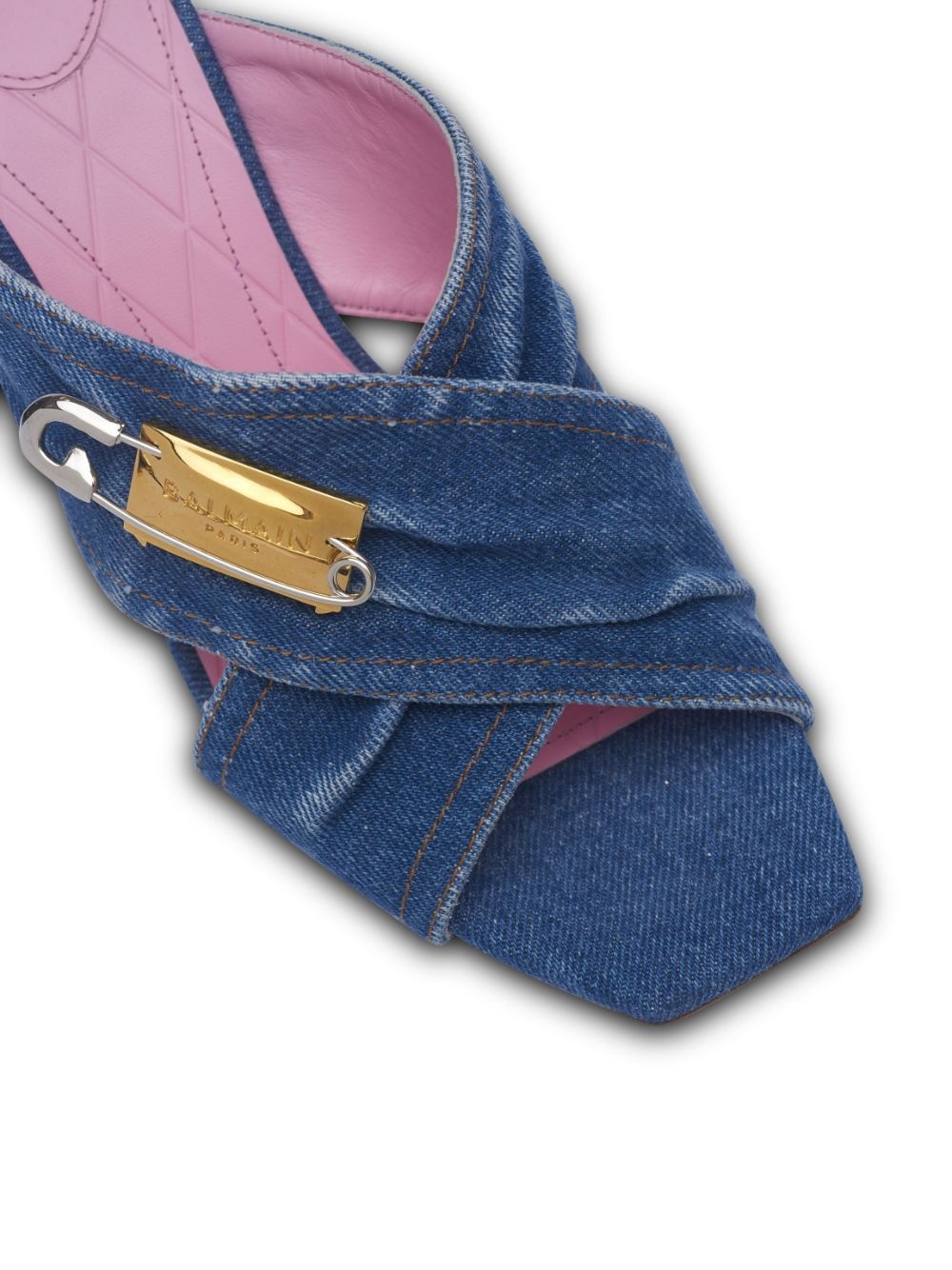 saftey-pin denim mules - 5