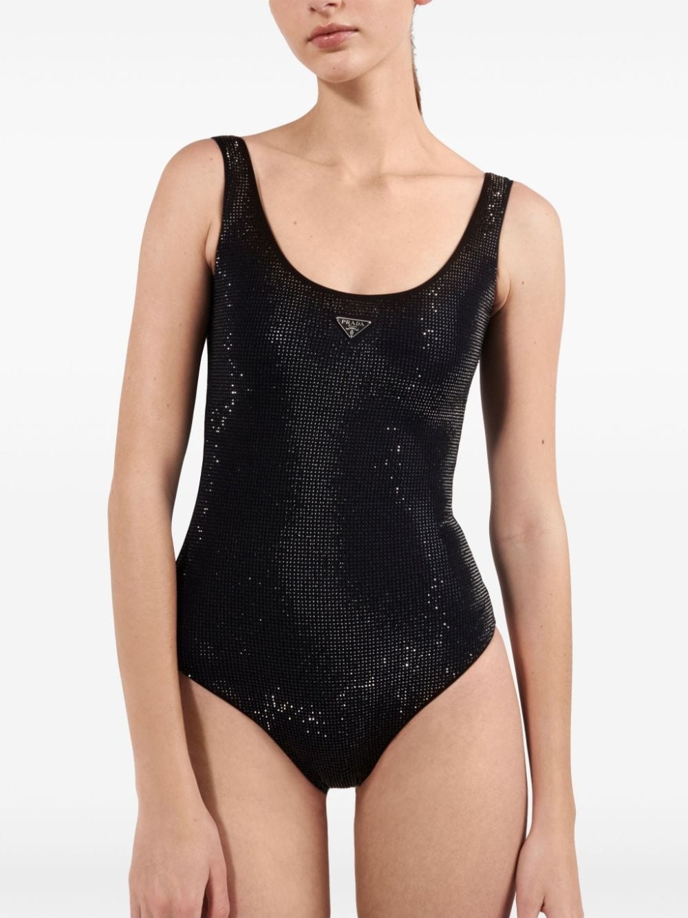 triangle-logo rhinestone-embellished swimsuit - 3