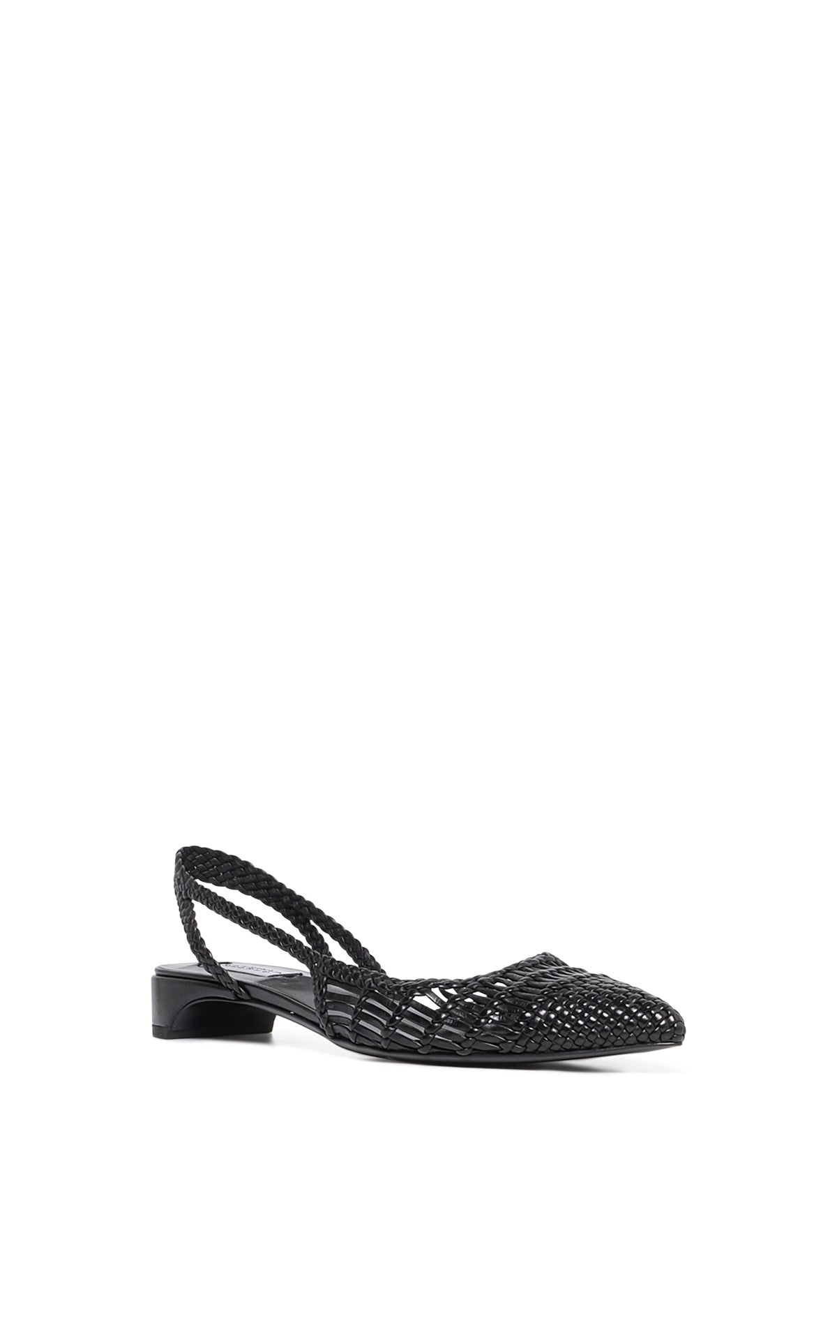 Perro Braided Slingback Shoe in Black Leather - 2