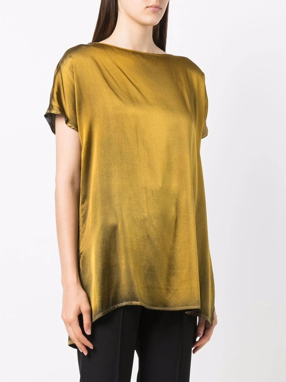 draped short-sleeve blouse - 3