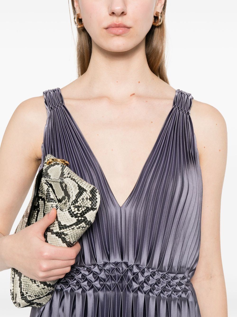pleated satin midi dress - 5