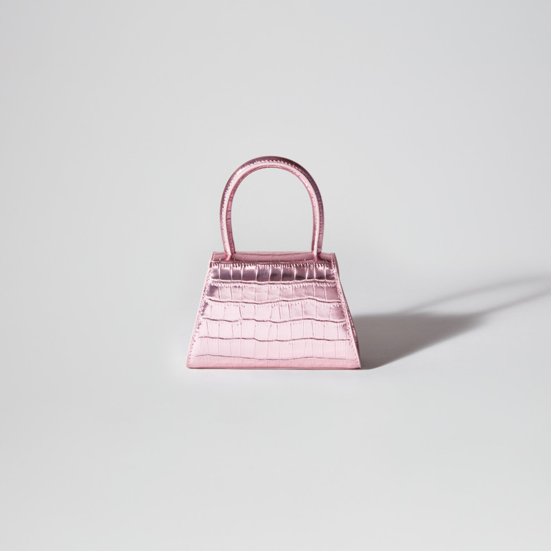 Pink Metallic Croc Micro Bow Bag 3