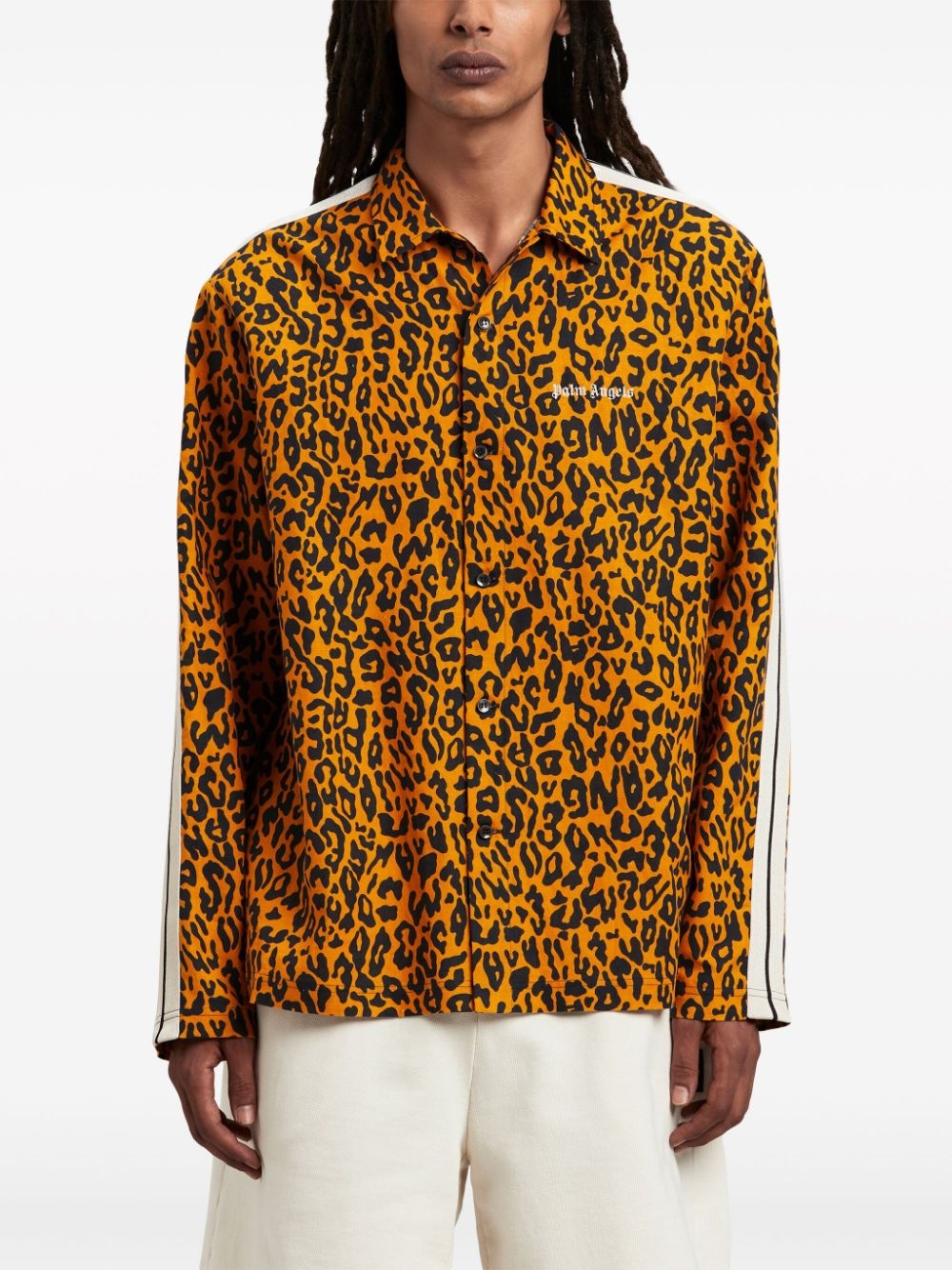 leopard-print linen-blend shirt - 3
