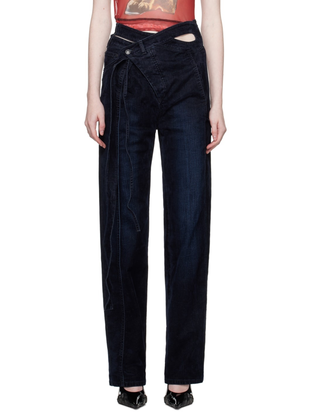 Navy Wrap Jeans - 1