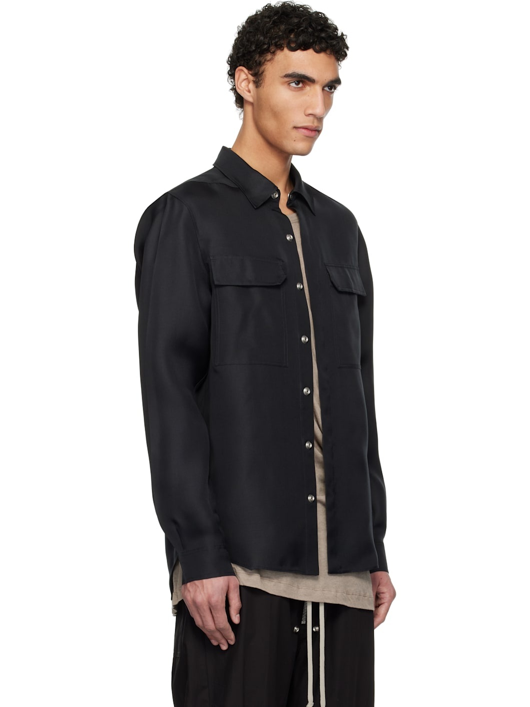 Black Hollywood Silk Gazar Overshirt - 2