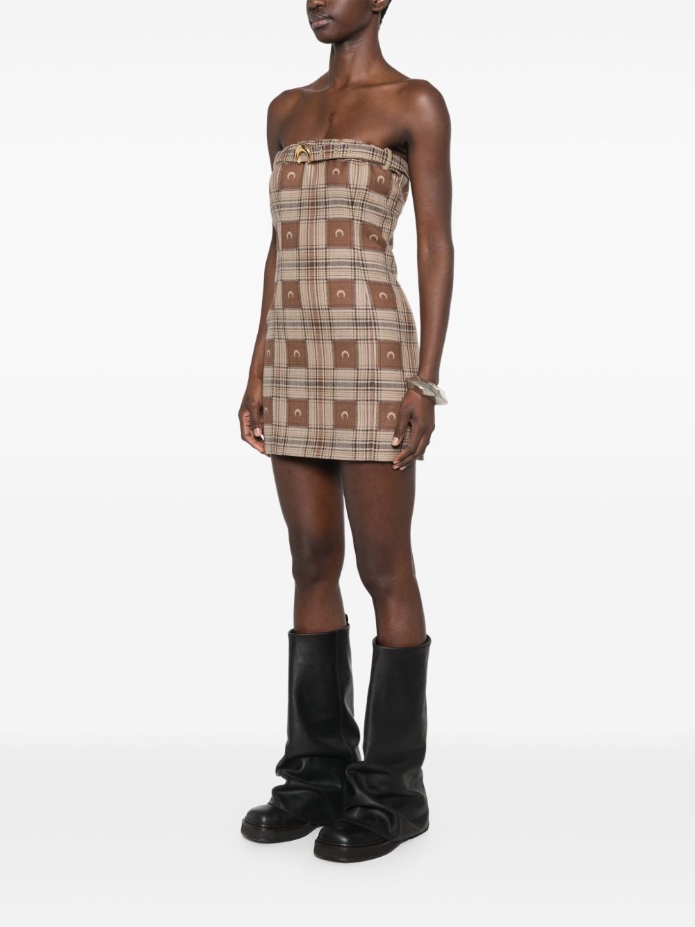 moon check-jacquard mini dress - 3