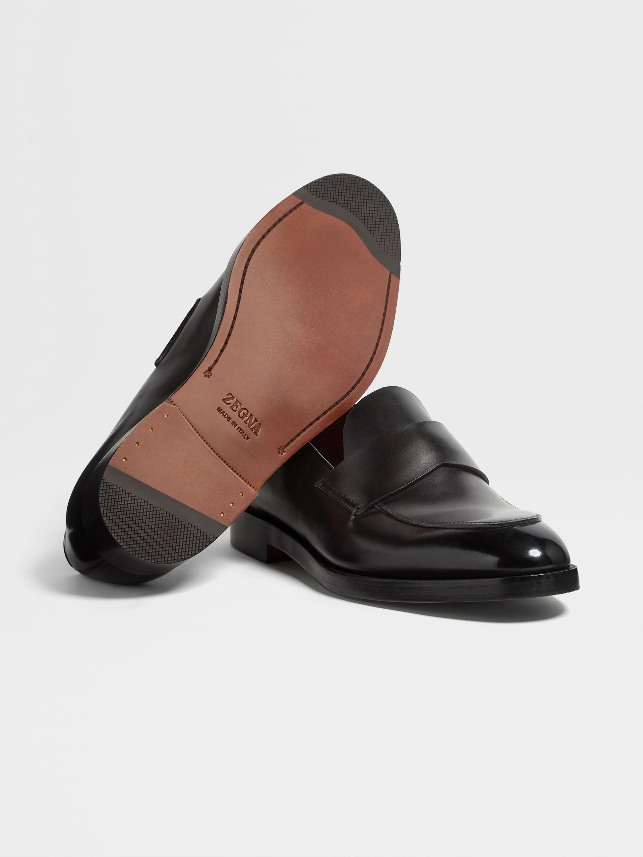 BLACK LEATHER TORINO LOAFERS - 2