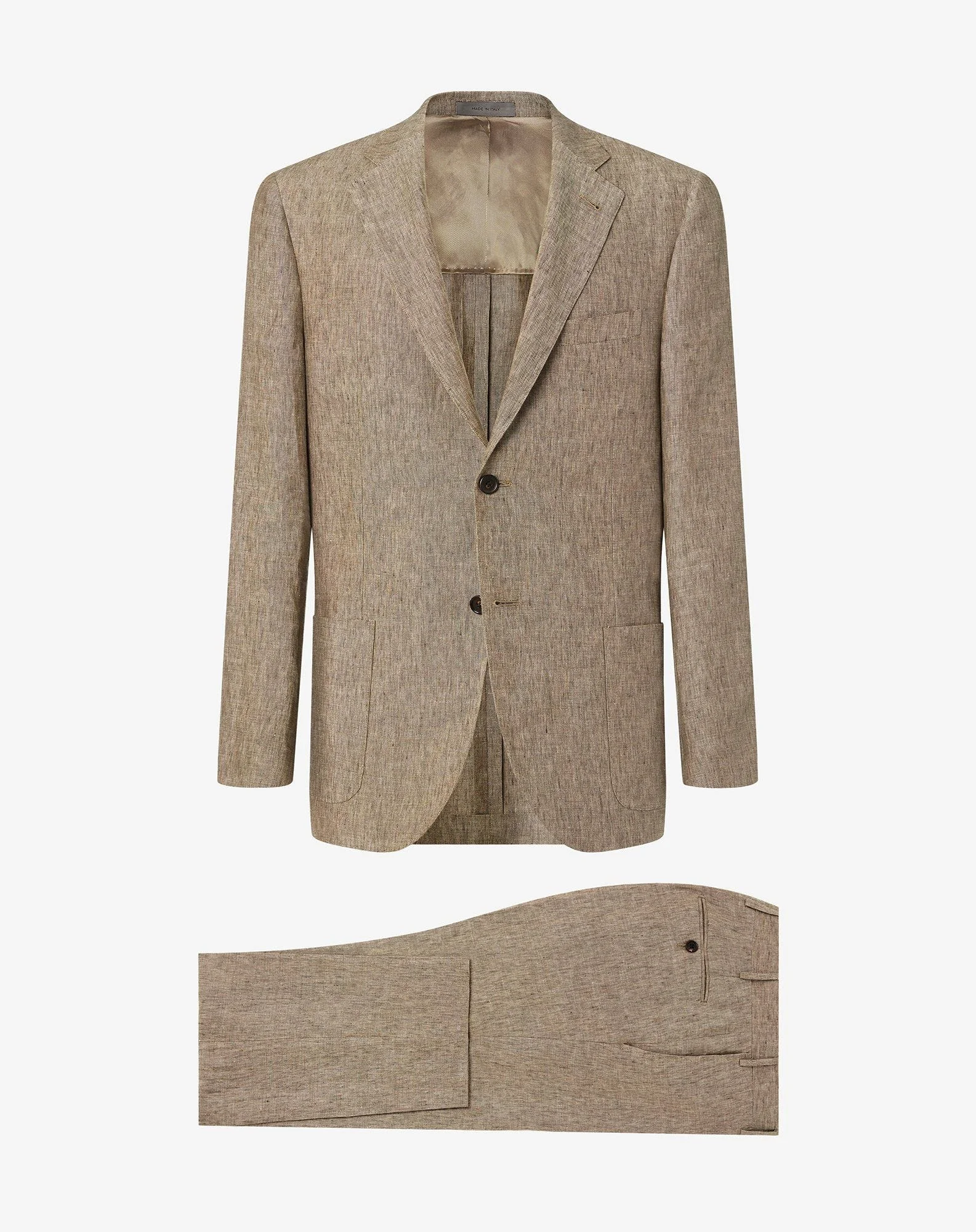 Dark beige suit made from linen chambray - 1
