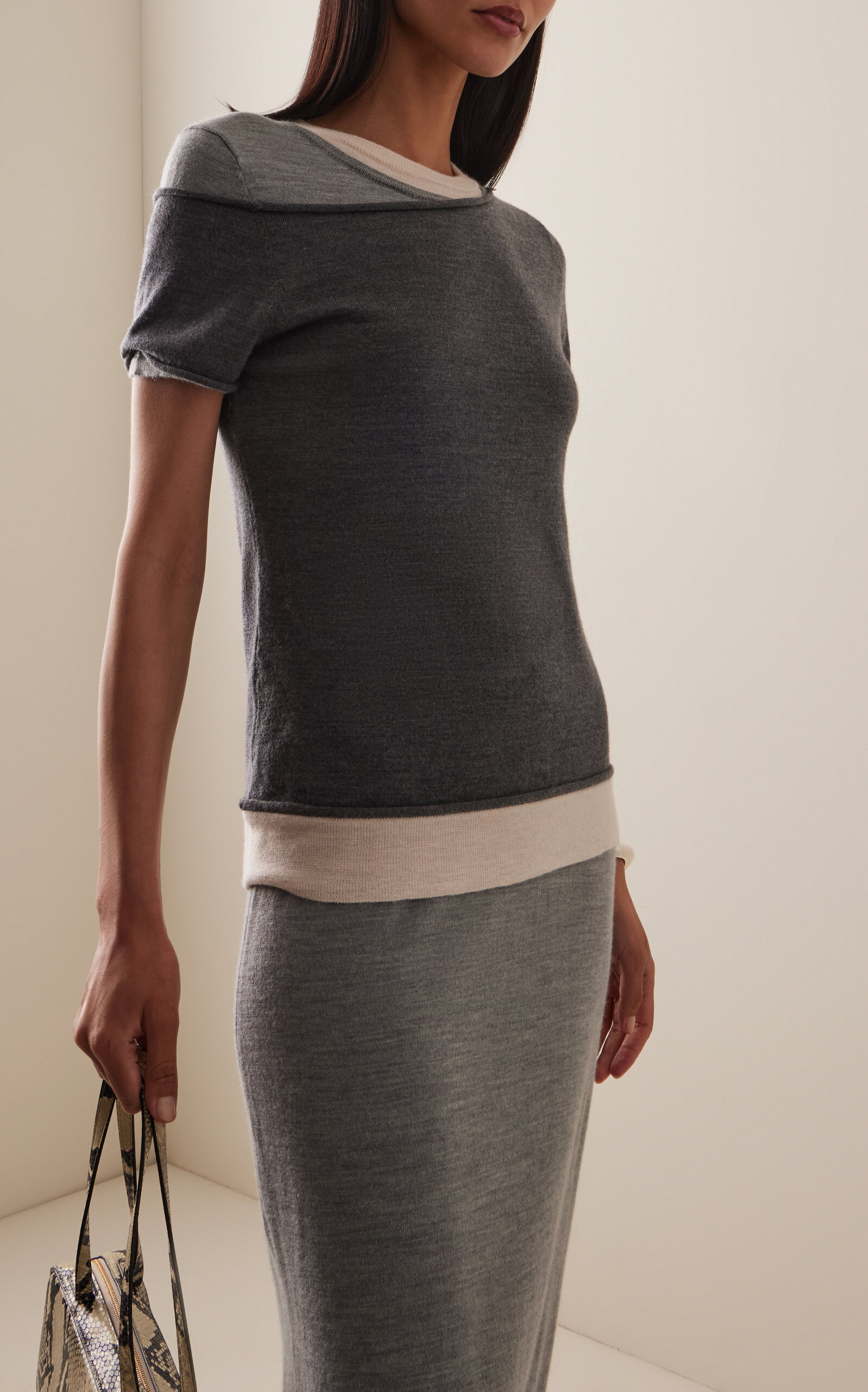 Lyric Layered Wool-Blend Jersey Dress grey - 3
