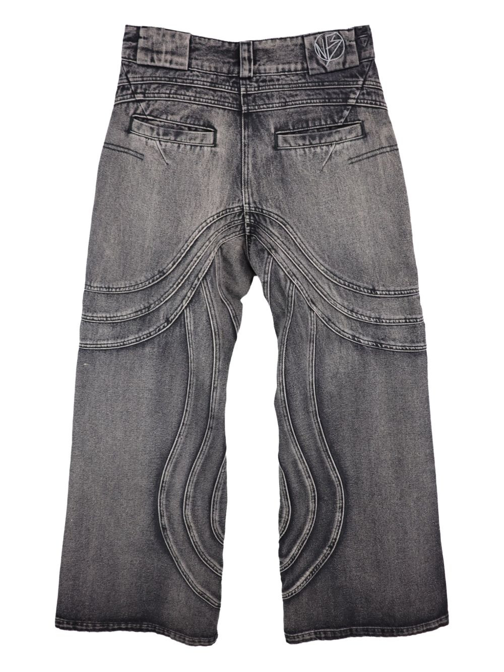 wave-pattern faded-wash jeans - 2