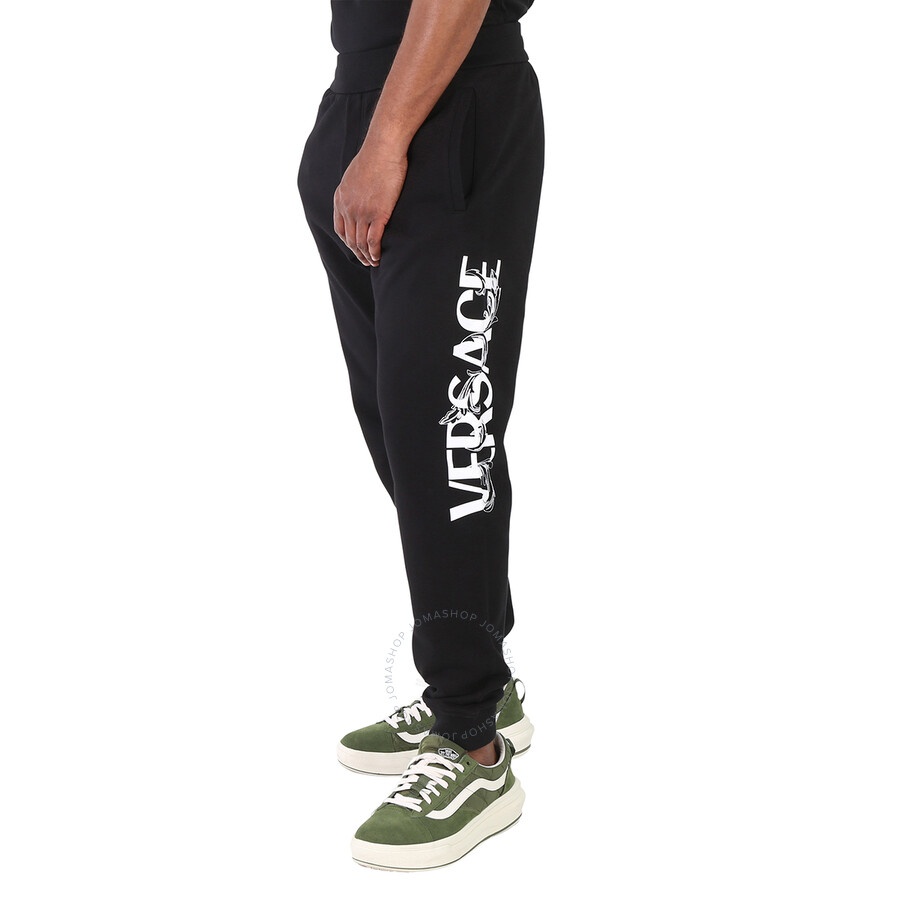 Versace Men's Black Logo Jersey Sweatpants - 5