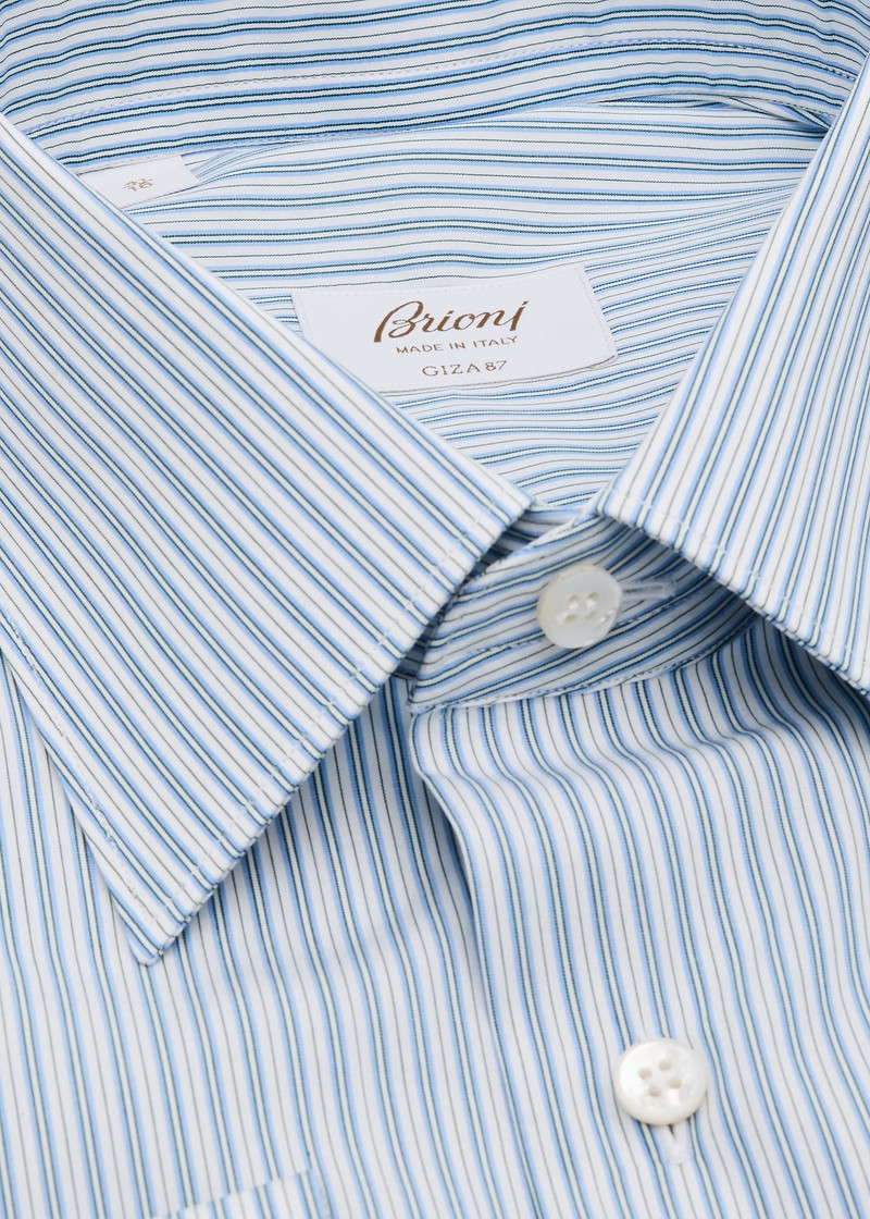 Brioni Men's Giza 87 Cotton Multi-Stripe Dress Shirt outlook