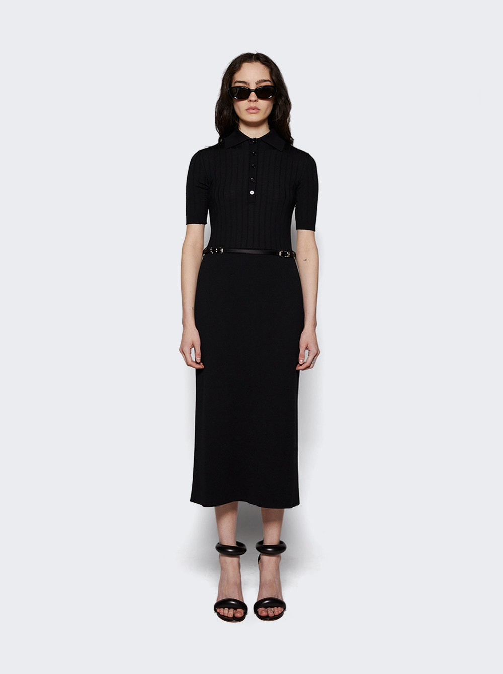 Voyou Knitted Polo Dress Black - 3