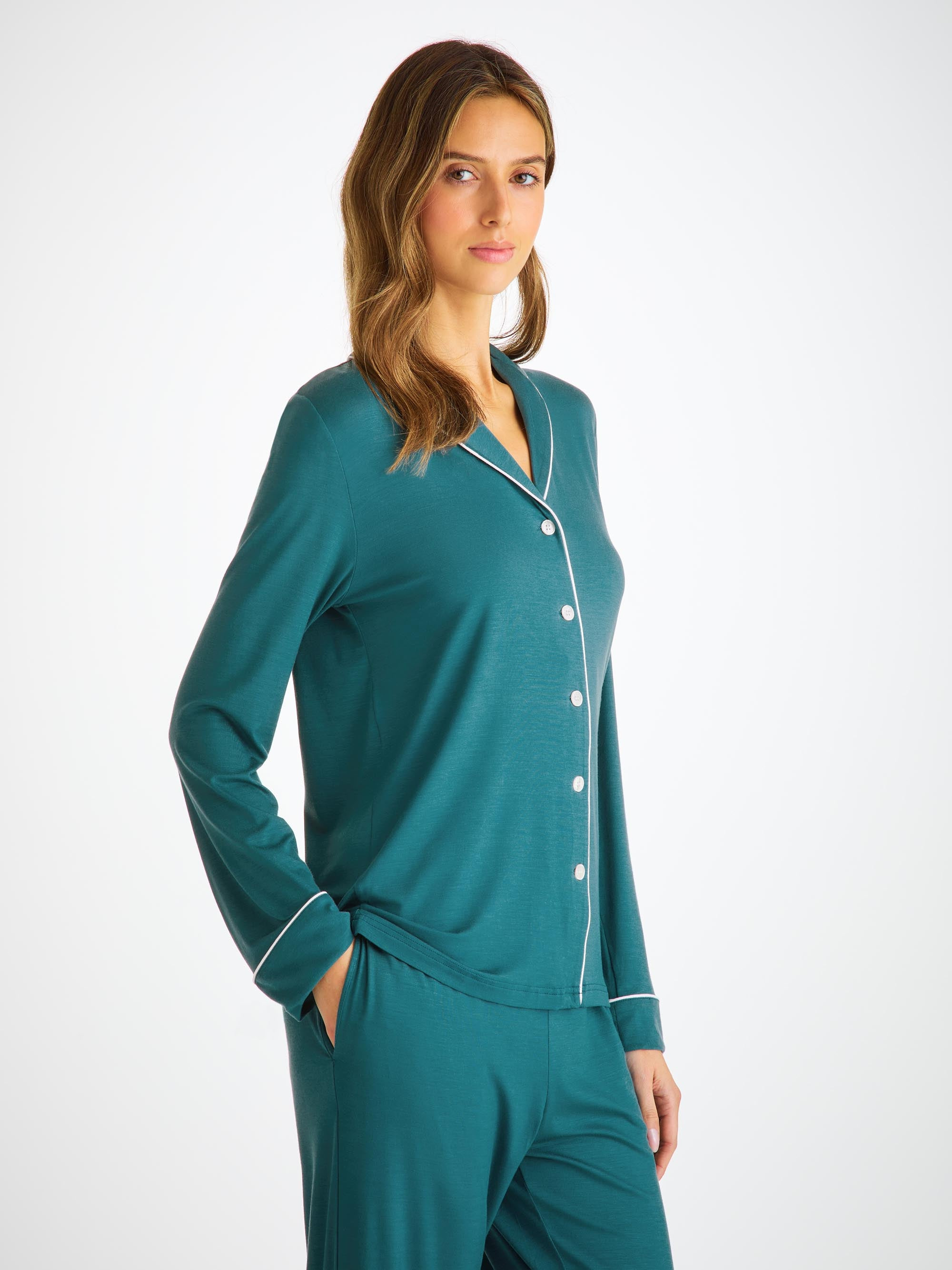 Women's Pajamas Lara Micro Modal Stretch Jungle Green - 3