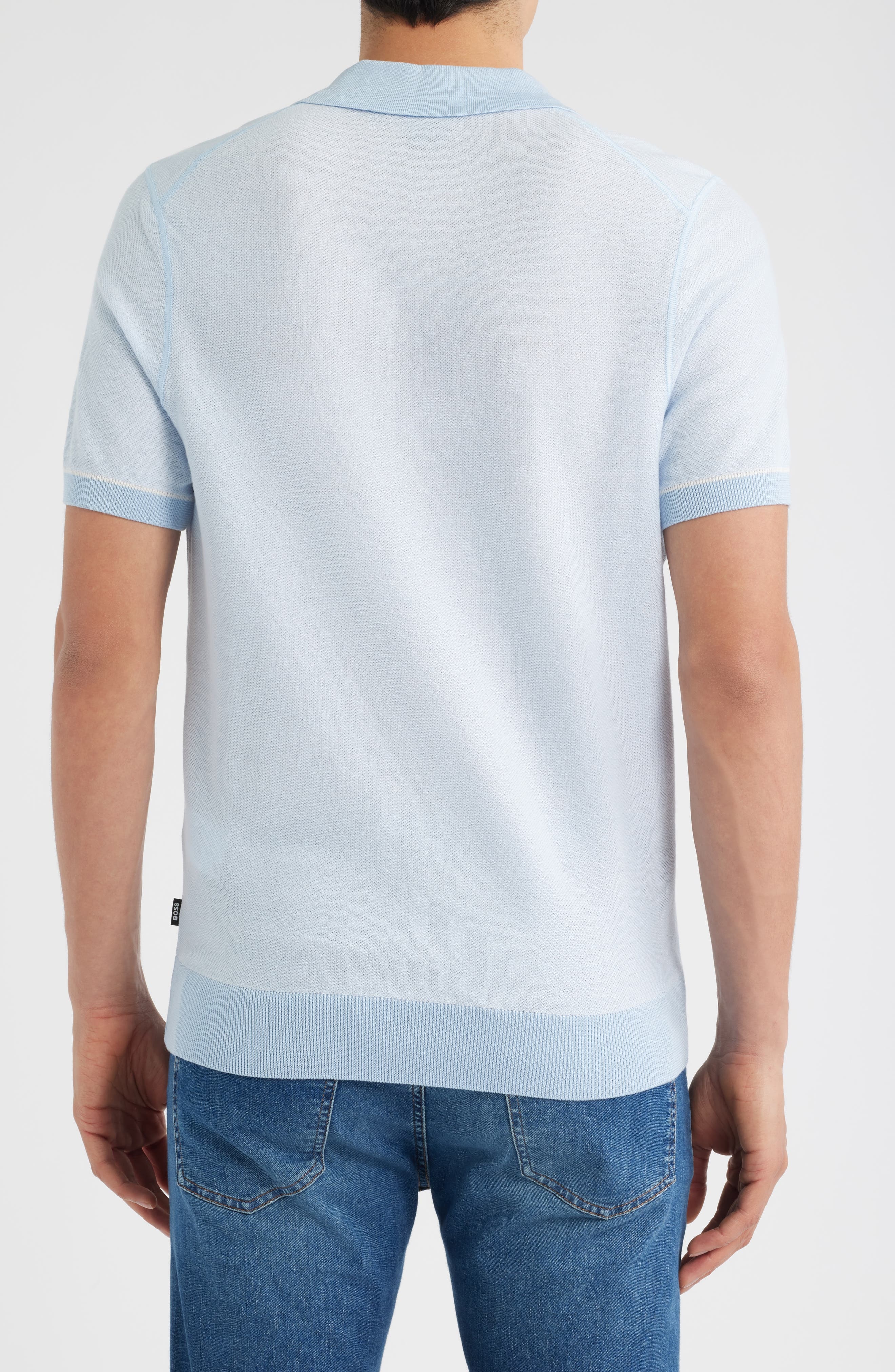 BOSS Jianluca Johnny Collar Polo in Light/Pastel Blue at Nordstrom - 2