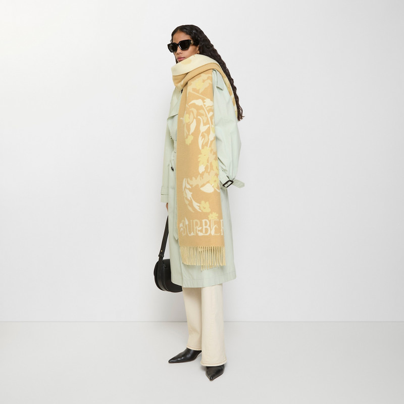 Burberry Wide Floral EKD Cashmere Scarf outlook