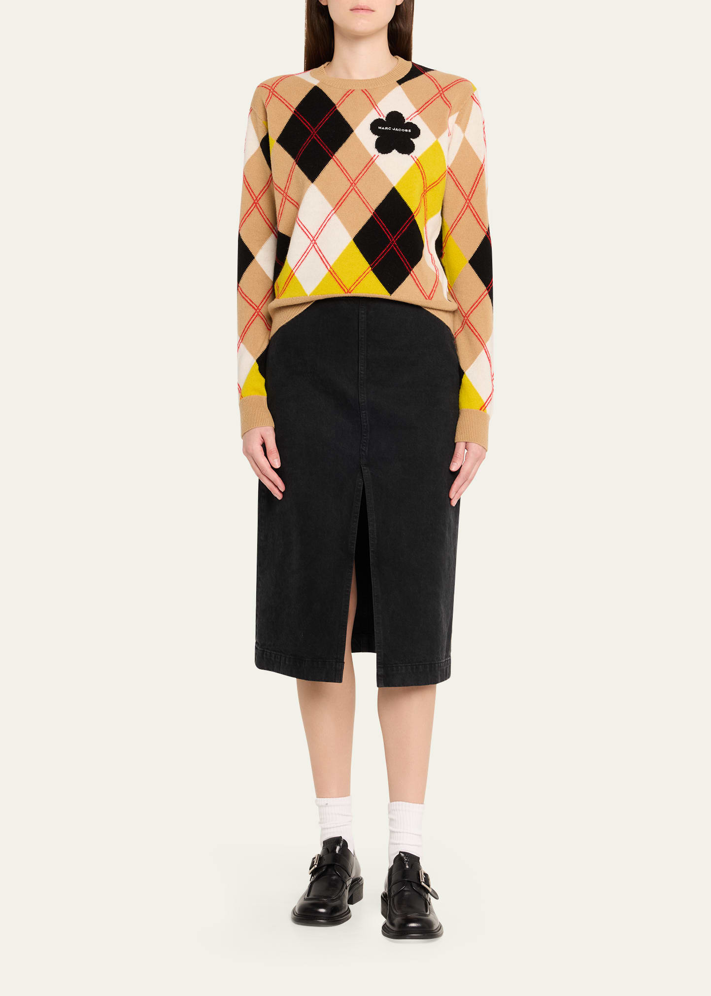 Preppy Daisy Argyle Crewneck Sweater - 2