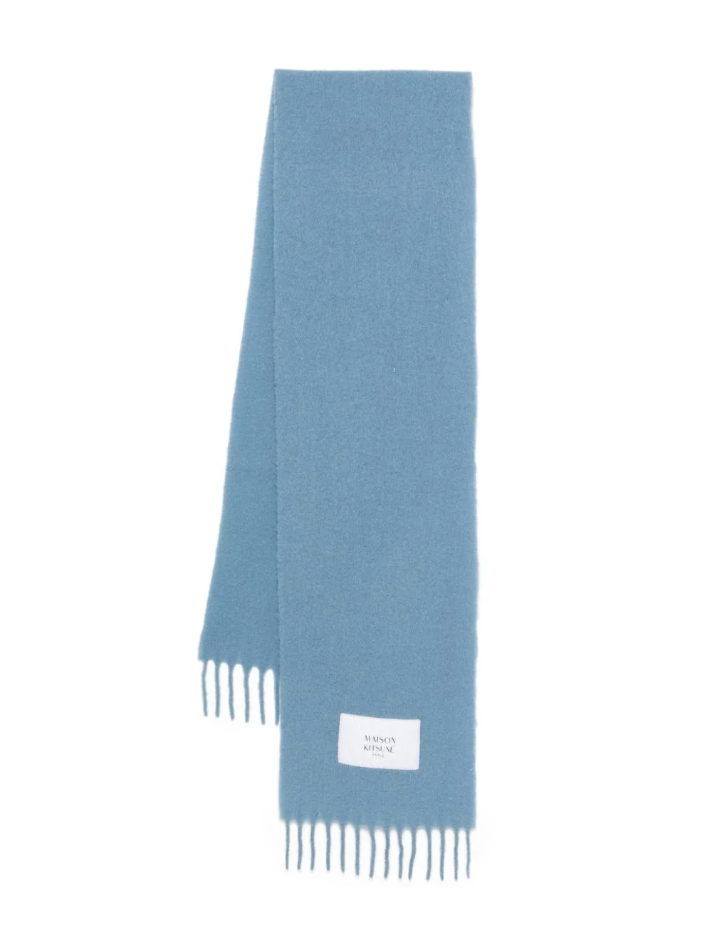 fringed logo-patch scarf - 1