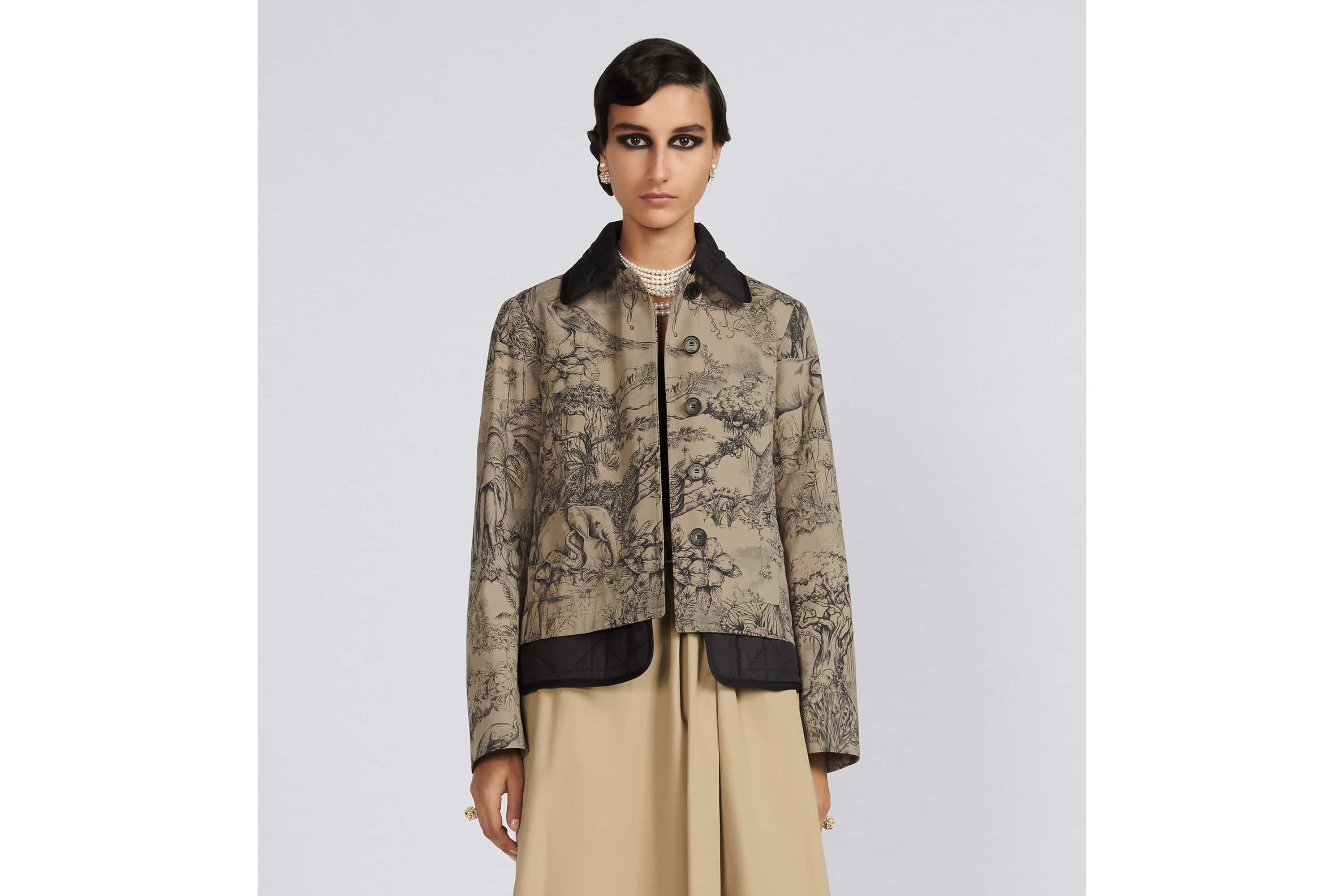 Belted Trench Coat with Criss Cross Collar Beige Cotton Gabardine
