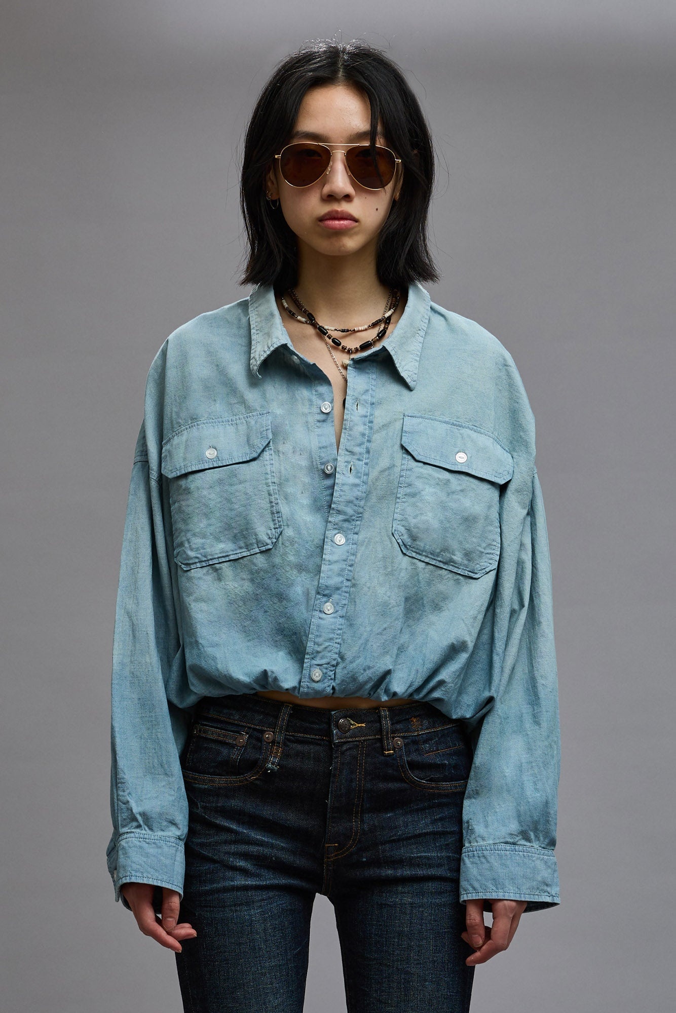 CROSSOVER UTILITY BUBBLE SHIRT - VINTAGE BLUE - 1