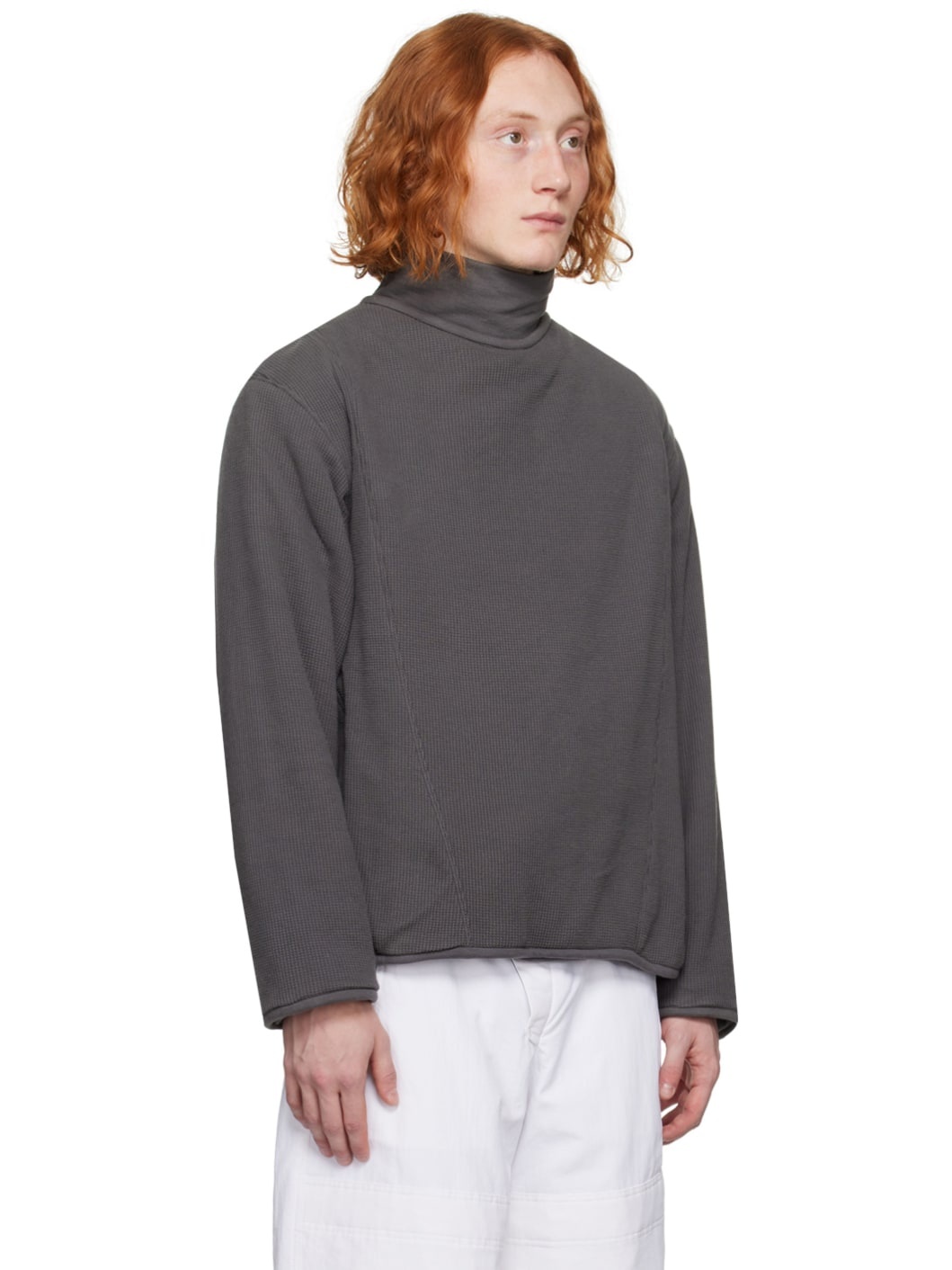 Gray Waffle Turtleneck - 2