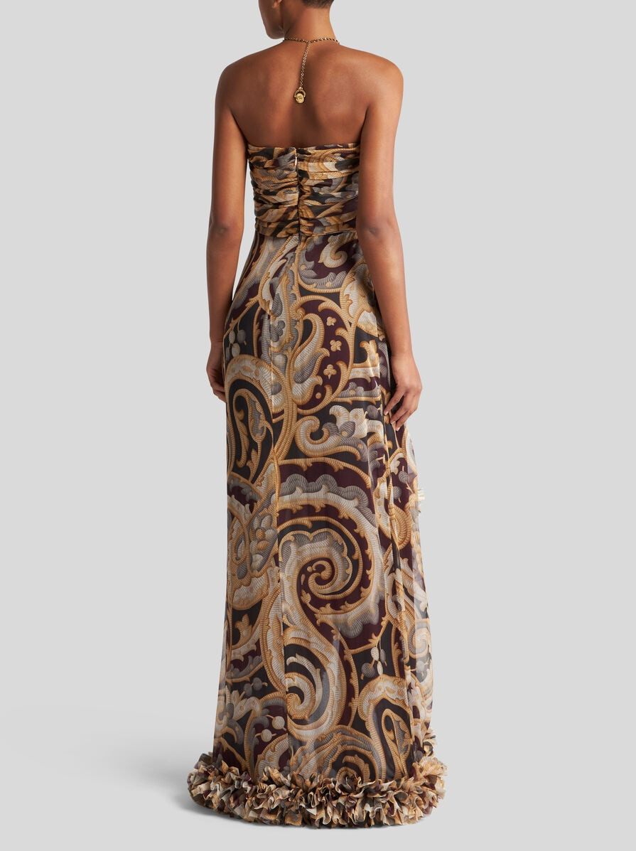PRINTED SILK DRESS WITH RUCHING - 4
