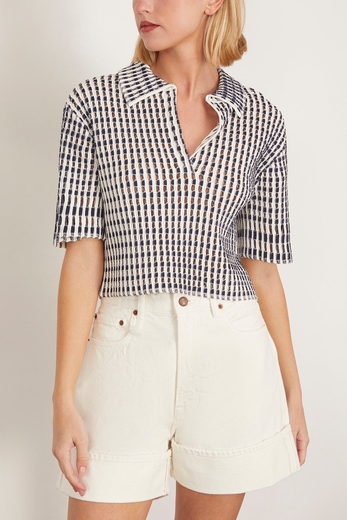 Adley Cropped Polo in Midnight Multi - 3