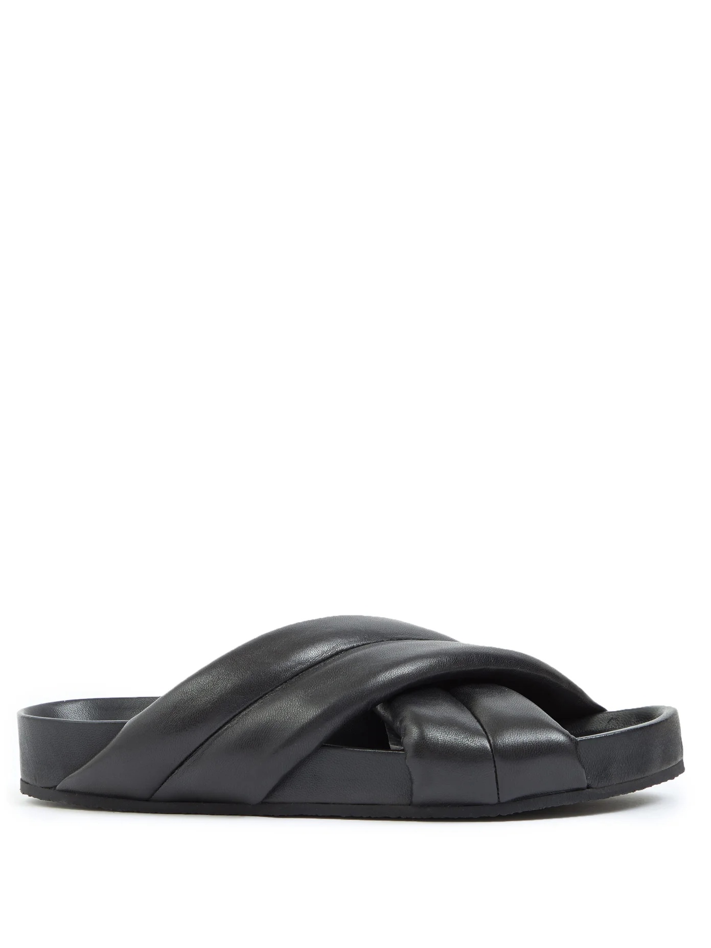 Nappa padded crossover leather slides - 1