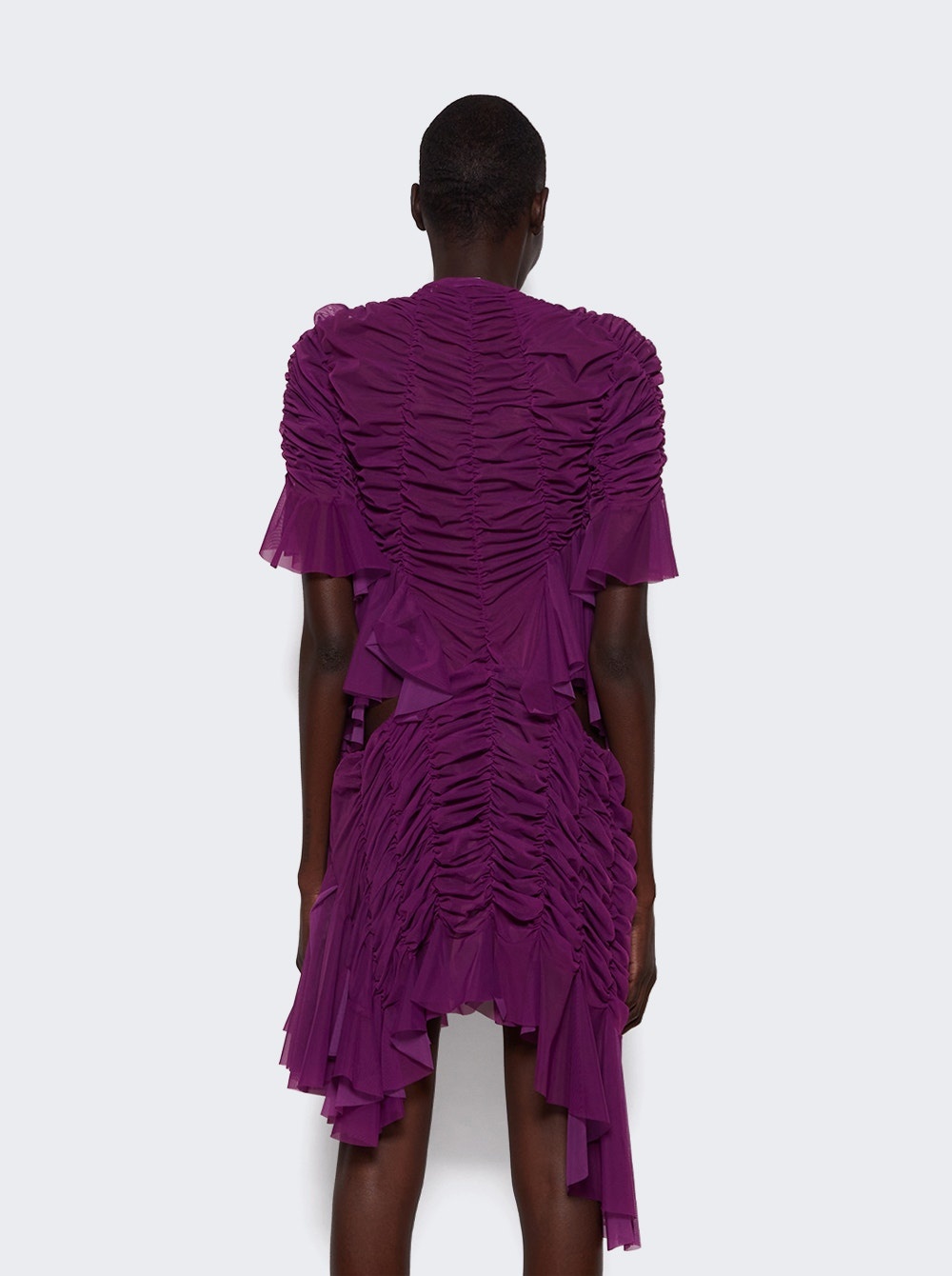 Mini Ruched Cut Out Dress Burgundy - 5