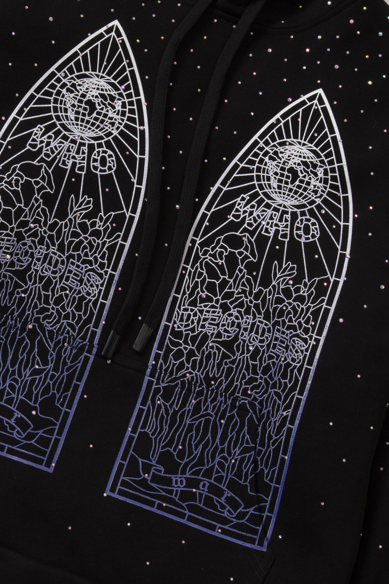 WHO DECIDES WAR RHINESTONE HOODED PULLOVER outlook