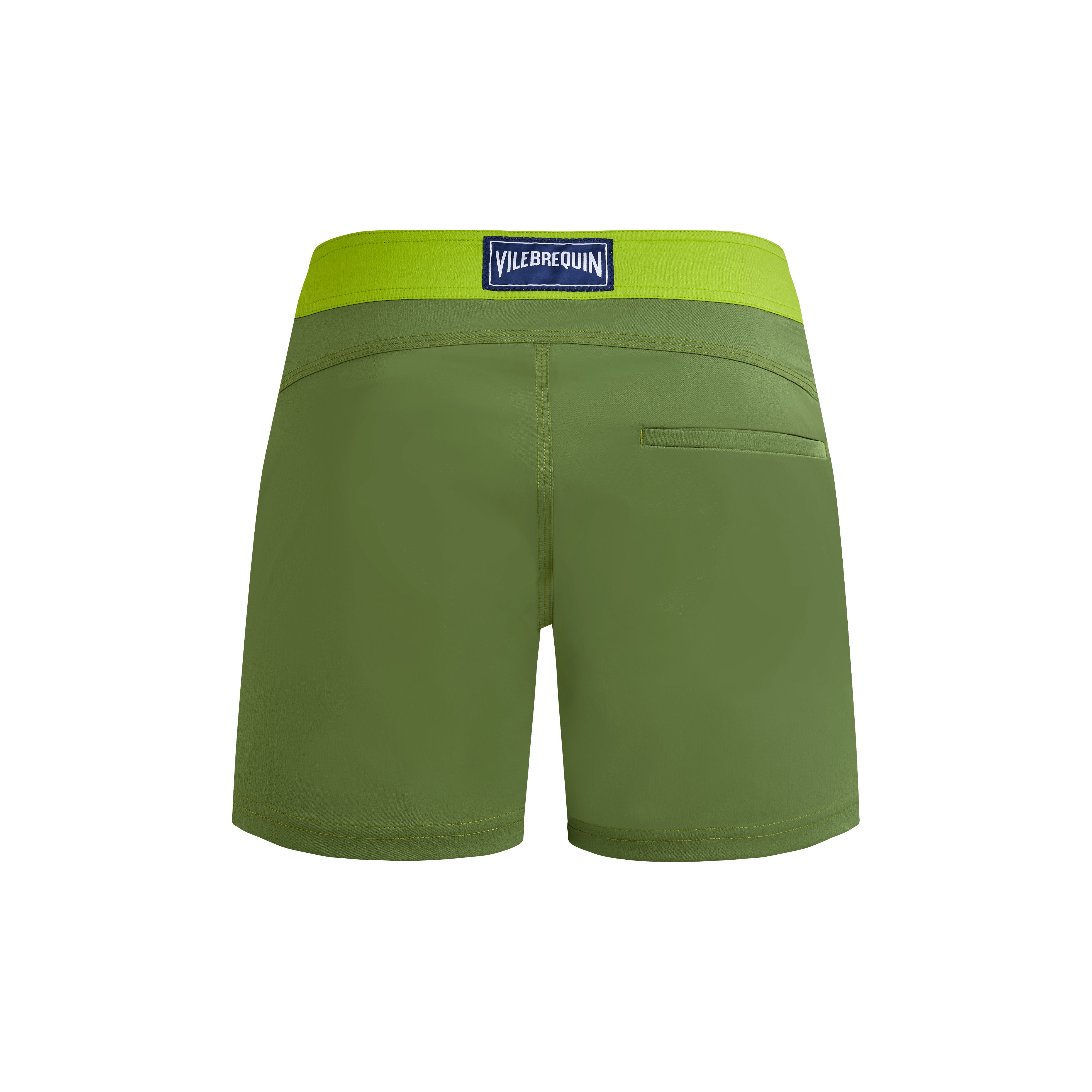 Men Stretch Swim Trunks Flat Belt Color Block - 2