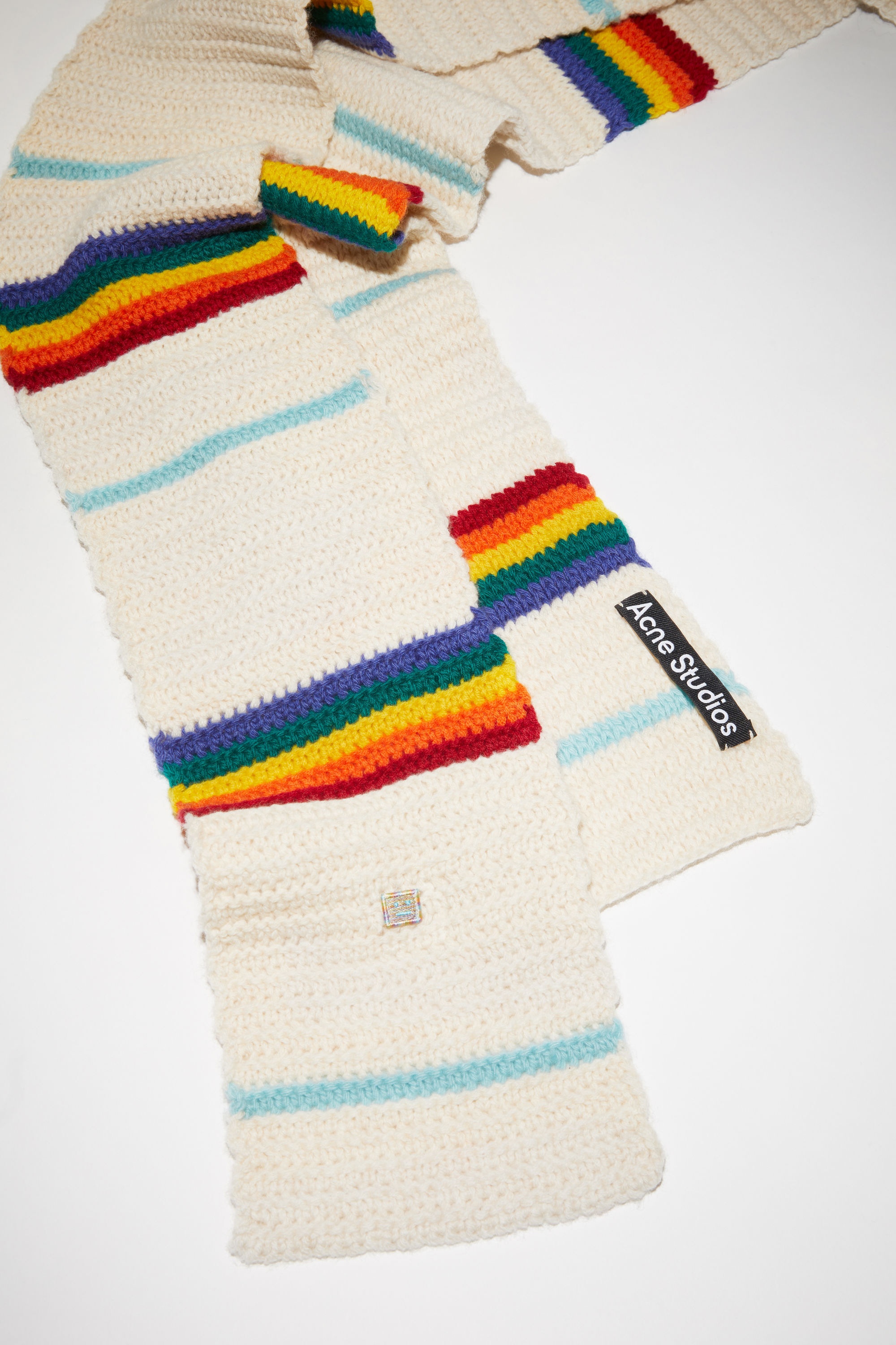 Rainbow knitted long slim scarf - Cold purple/oatmeal melange - 4