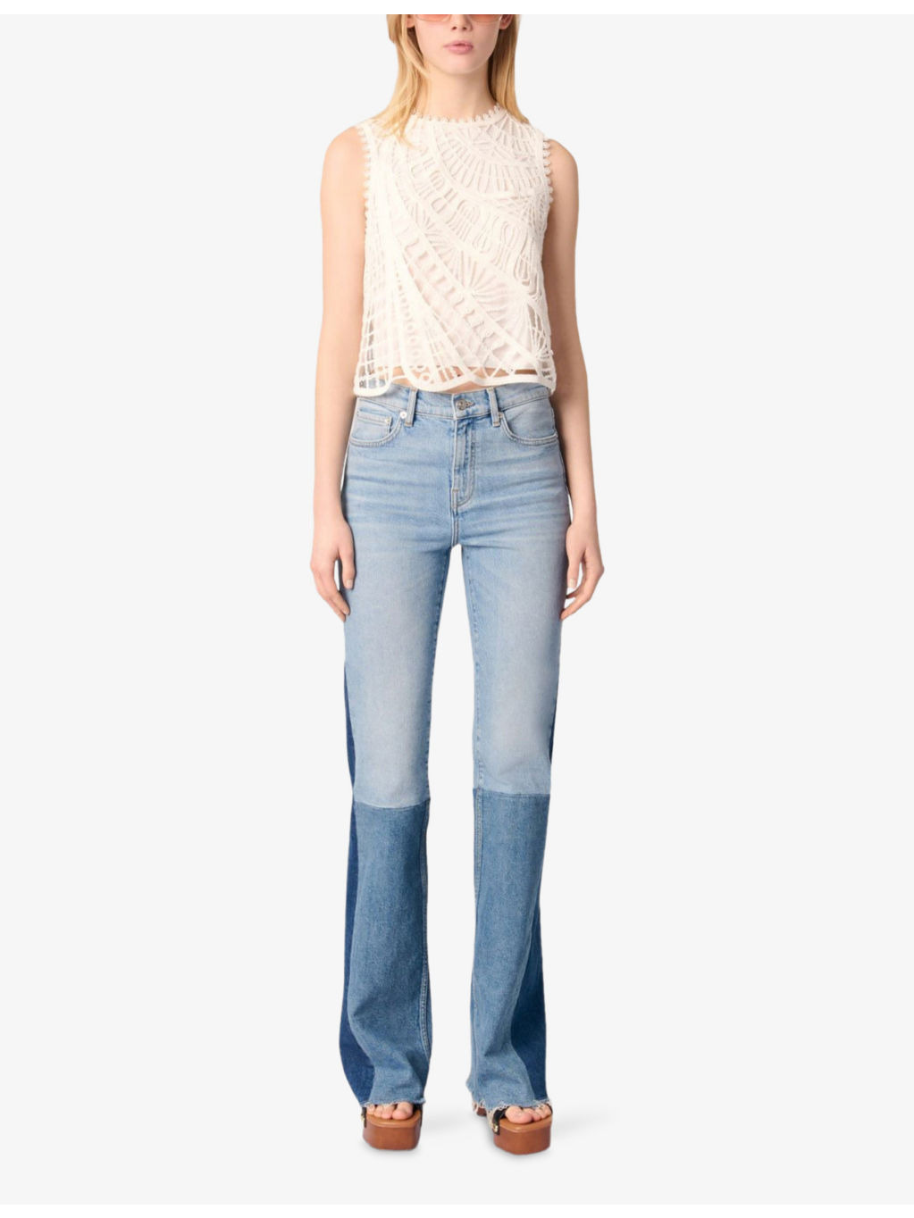 Scalloped-Trim Sleeveless Cotton Top - 2