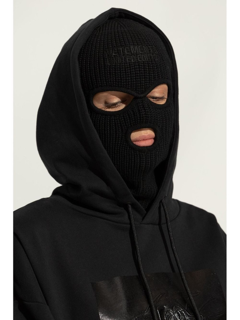 VETEMENTS logo embroidered wool balaclava outlook